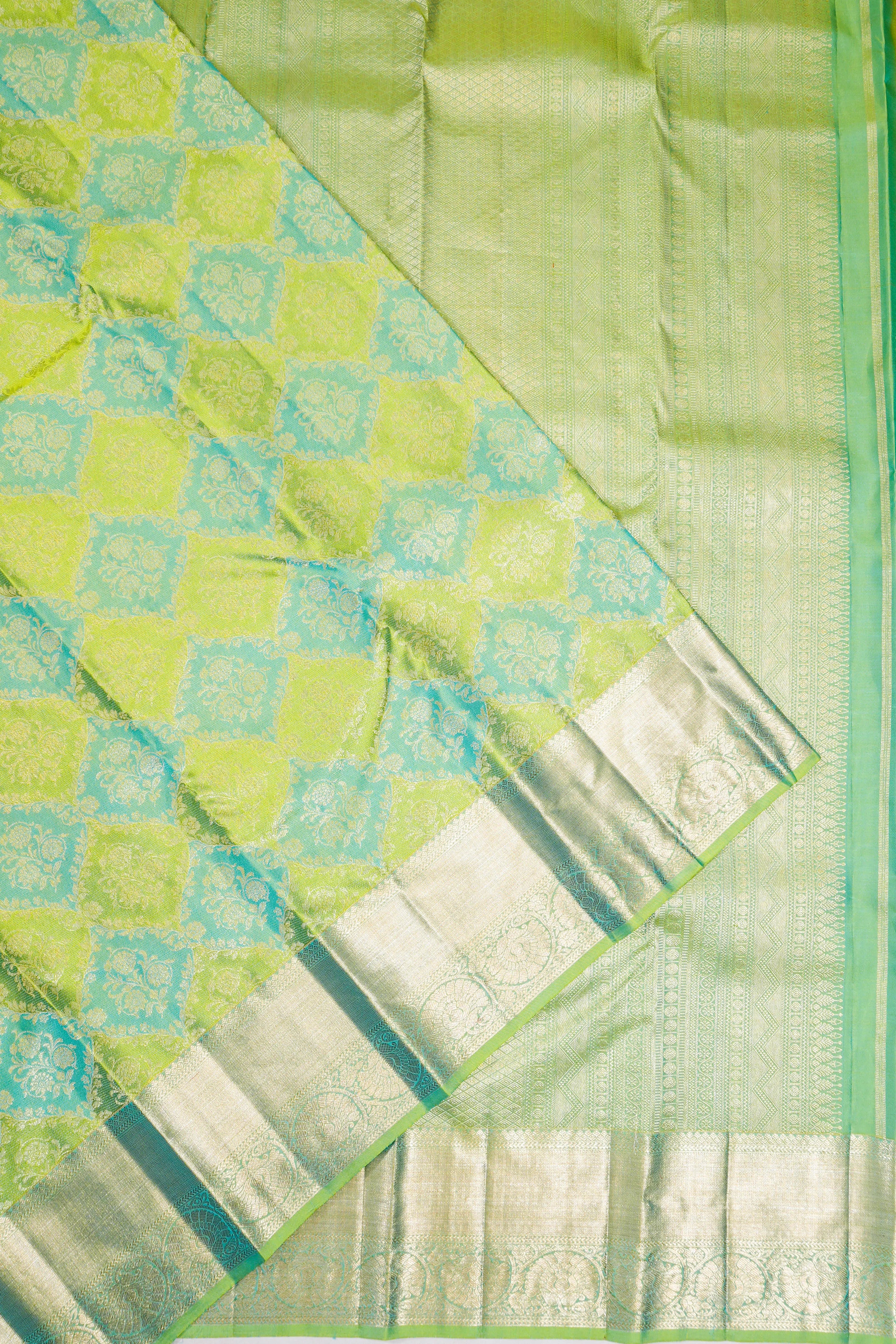 Kanchipuram Silk Brocade Sky Blue Saree