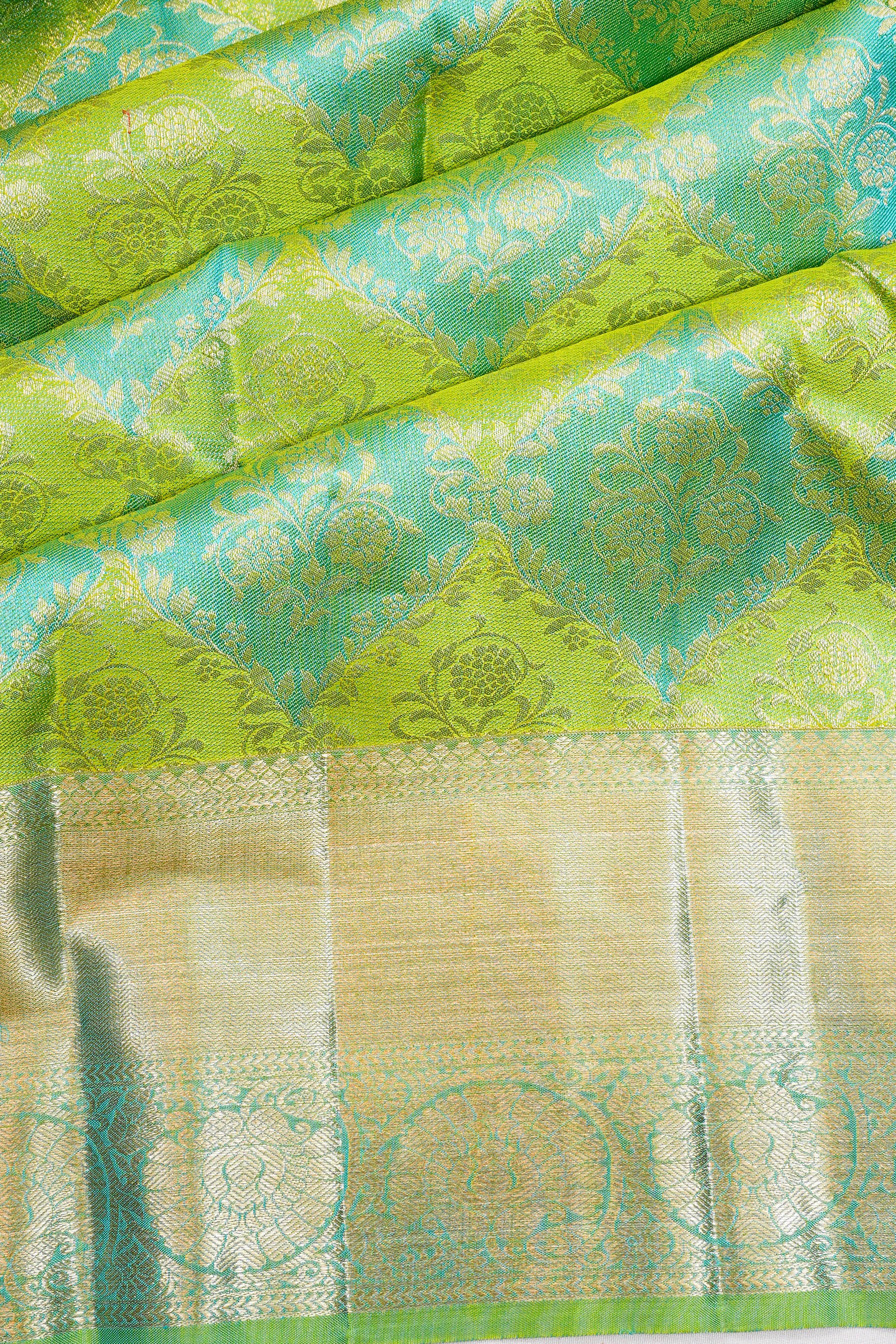 Kanchipuram Silk Brocade Sky Blue Saree