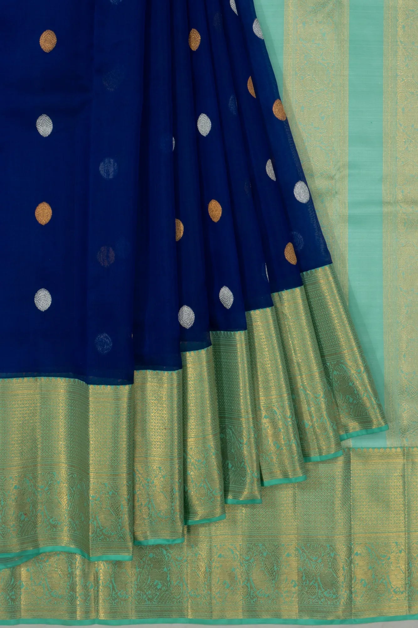 Kanchipuram Kora Organza Butta Royal Blue Saree