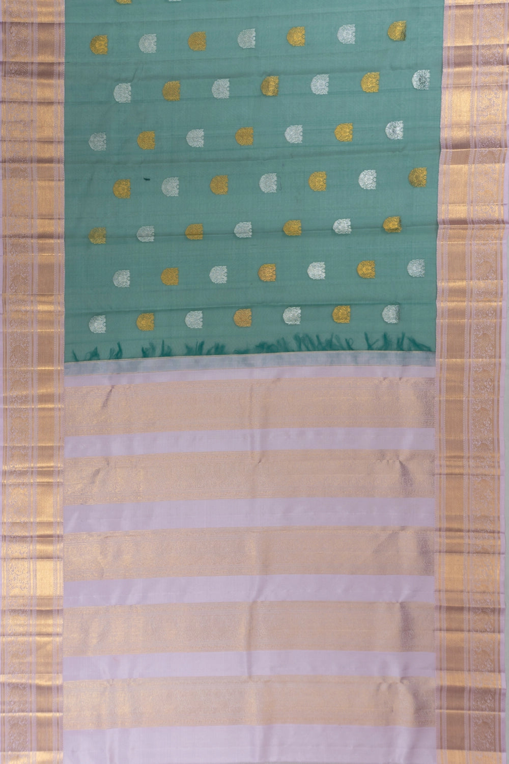 Kanchipuram Kora Organza Butta Teal Blue Saree