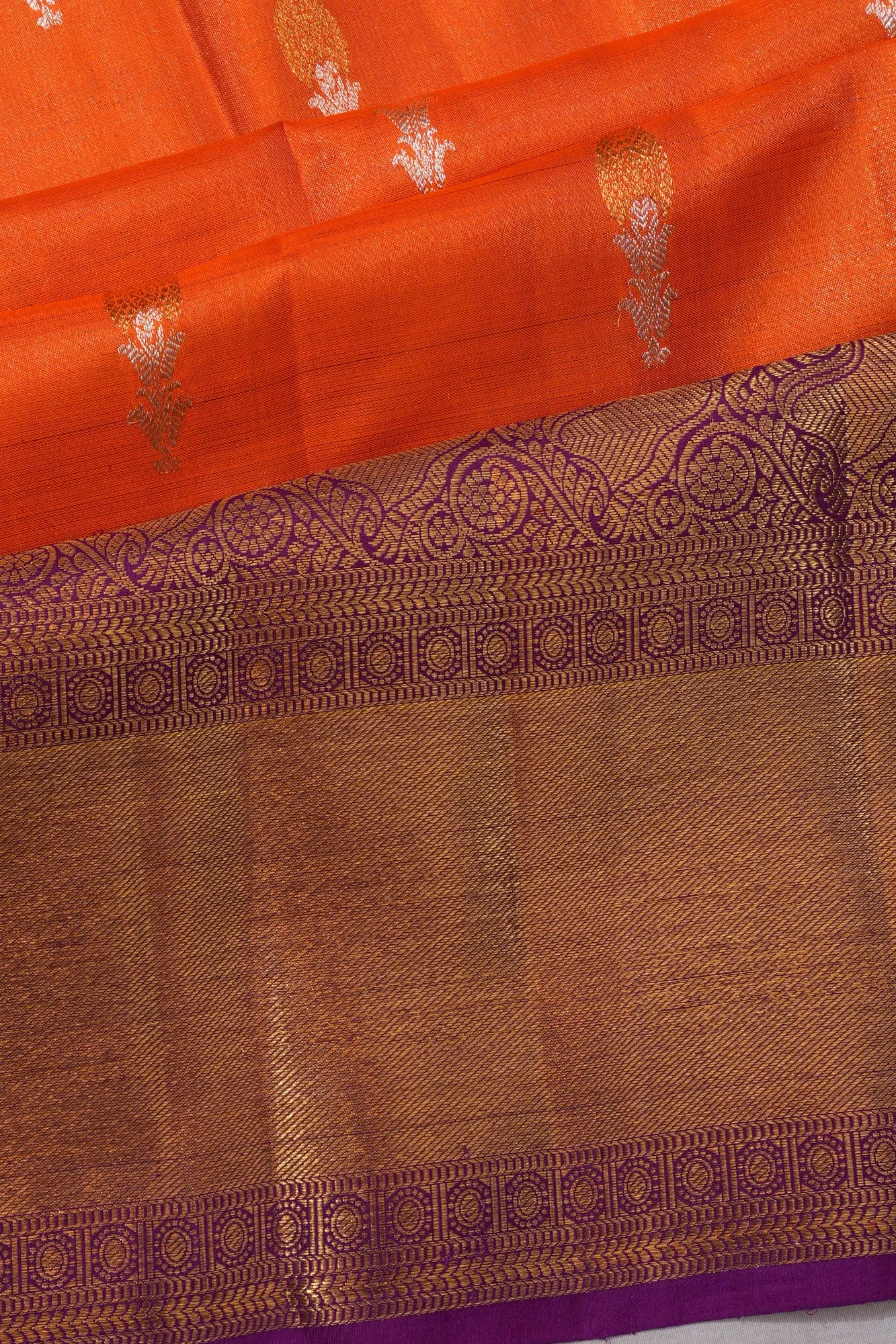 Kanchipuram Silk Butta Orange Saree
