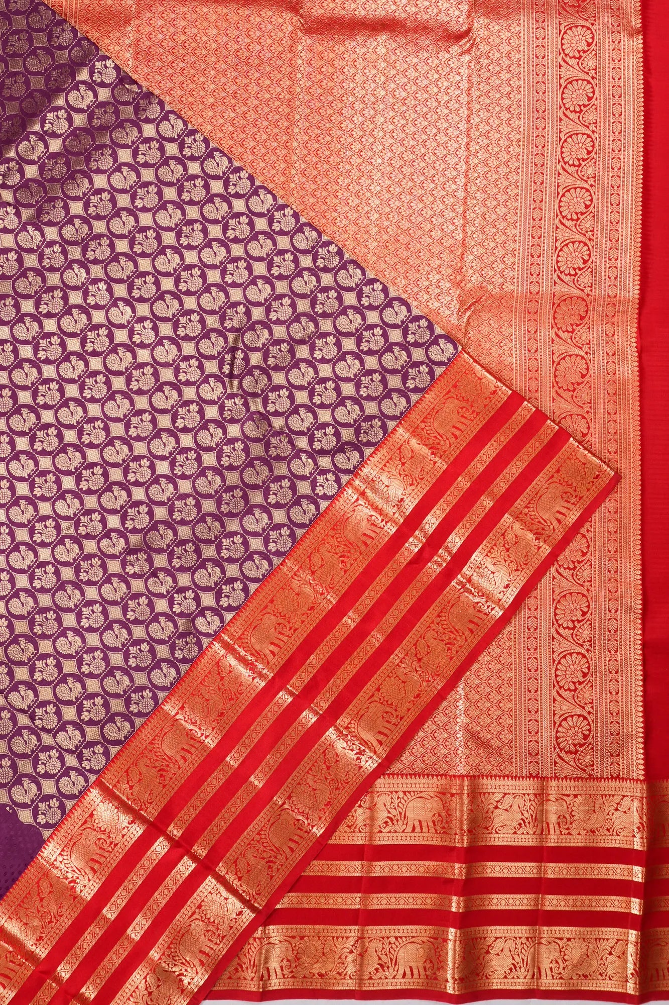 Kanchipuram Silk Brocade Purple Saree