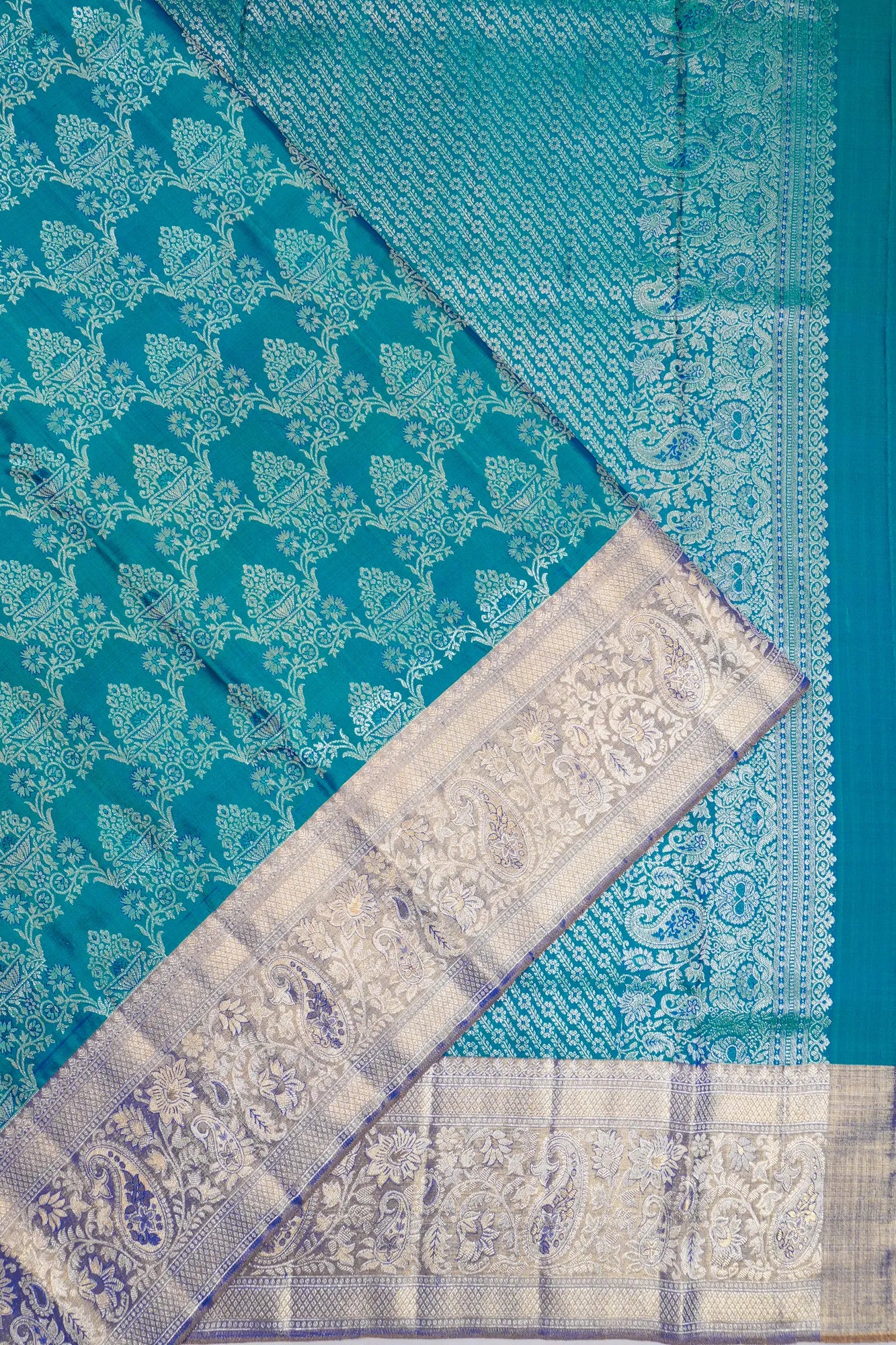 Kanchipuram Silk Brocade Blue Saree