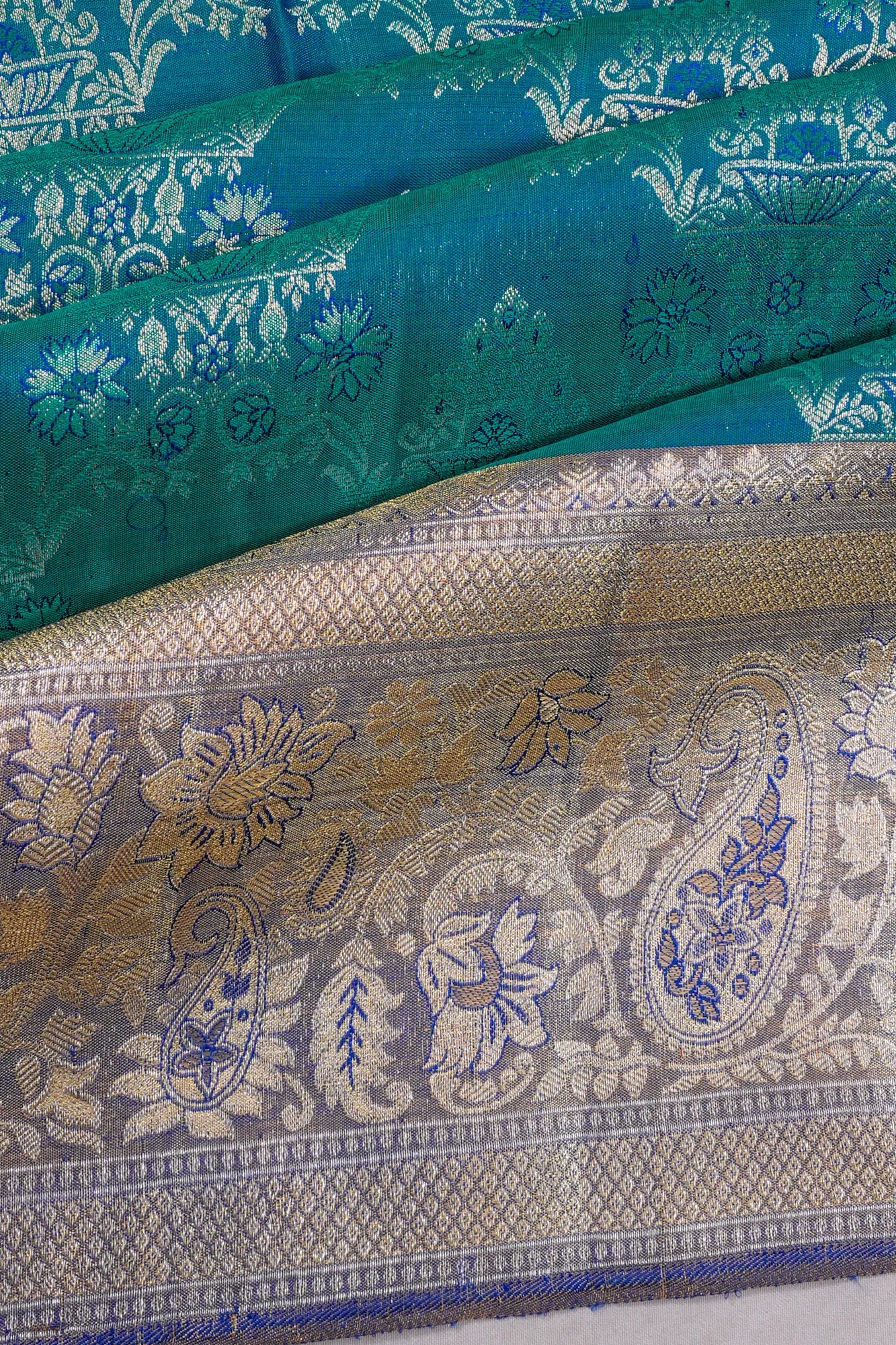 Kanchipuram Silk Brocade Blue Saree