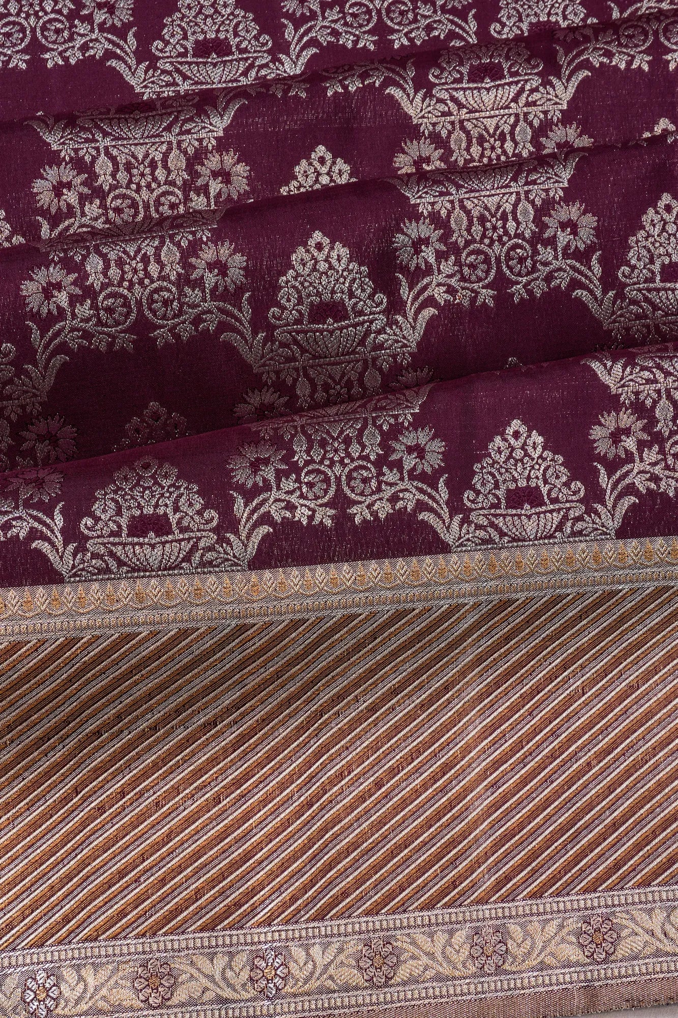 Kanchipuram Silk Brocade Burgundy Saree
