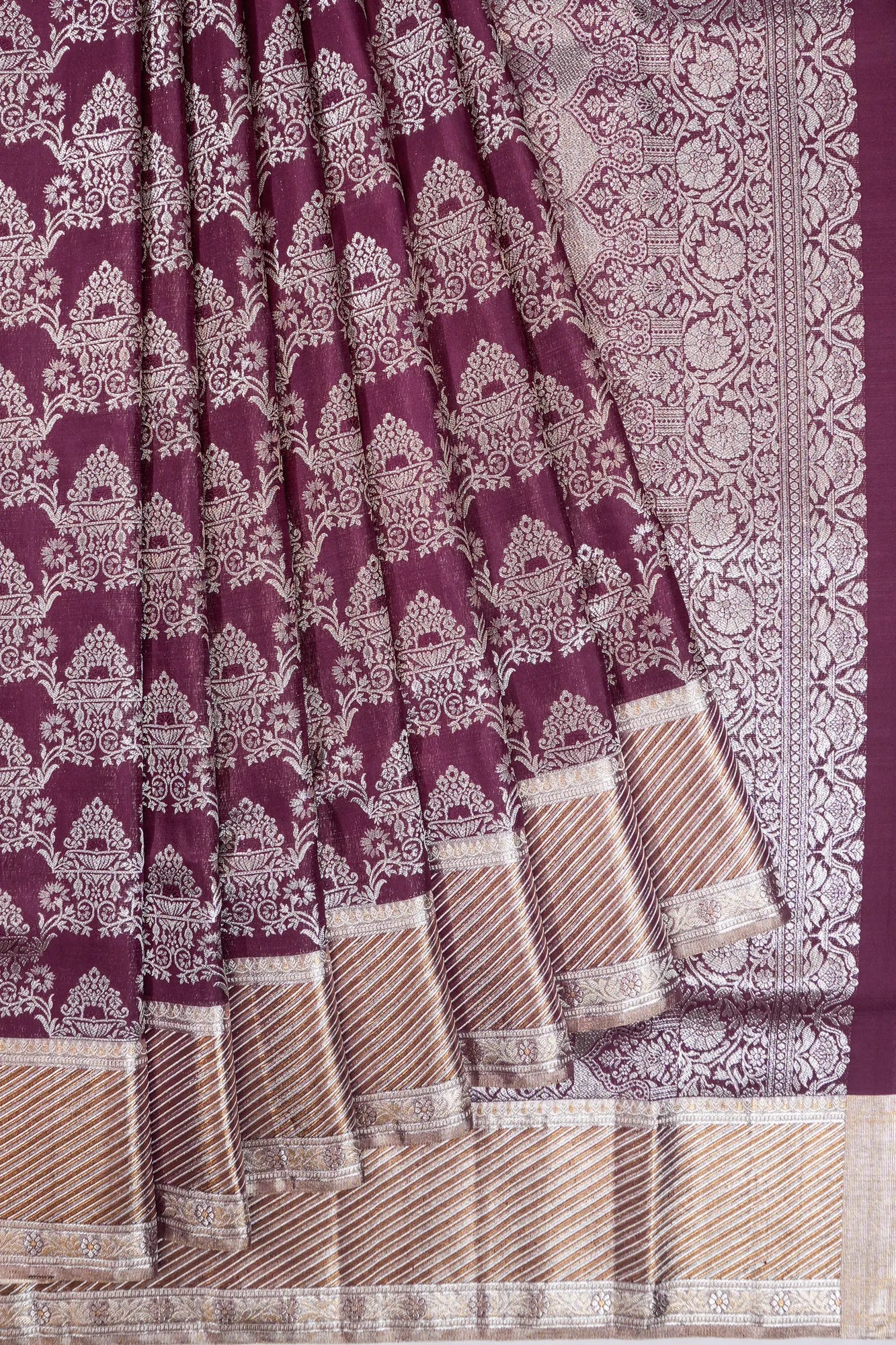 Kanchipuram Silk Brocade Burgundy Saree
