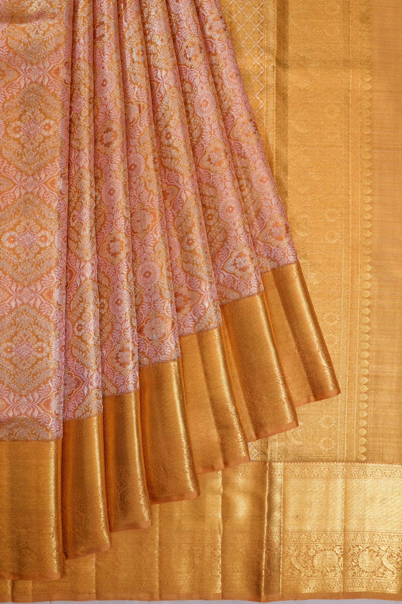 Kanchipuram Silk Tissue Brocade Gold Saree