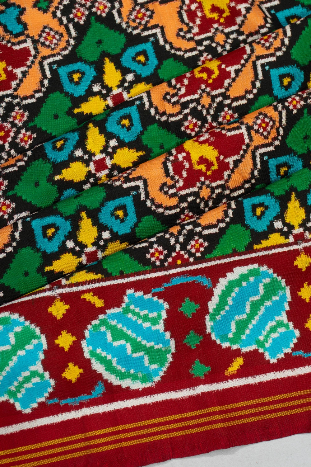 Patan Patola Silk Double Ikat Floral Jaal Green Saree