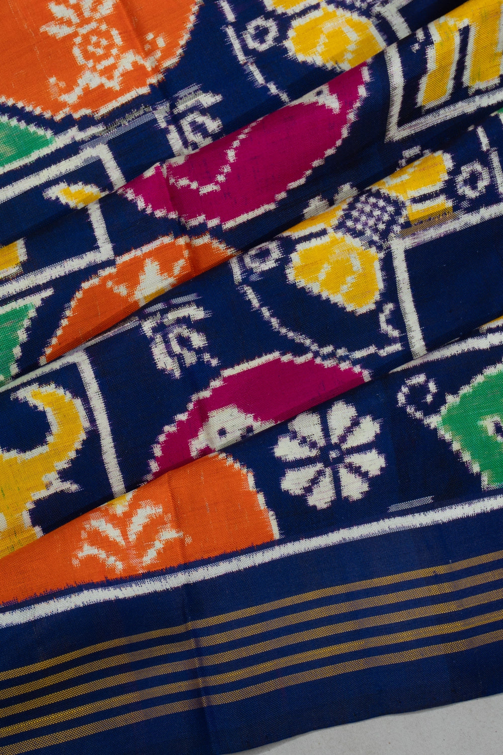 Patan Patola Silk Double Ikat Geometrical Blue Saree