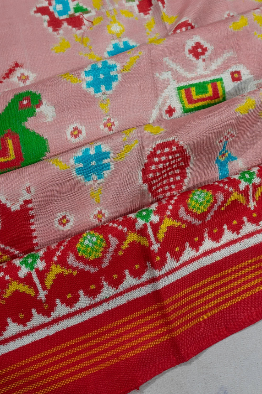 Patan Patola Silk Double Ikat Pink Saree