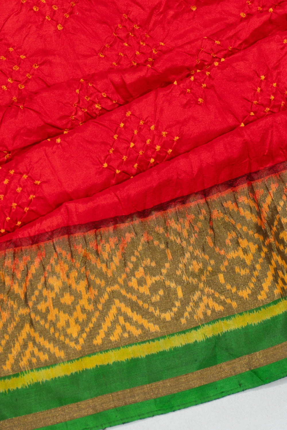 Rajkot Patola Silk Bandhani Red Saree