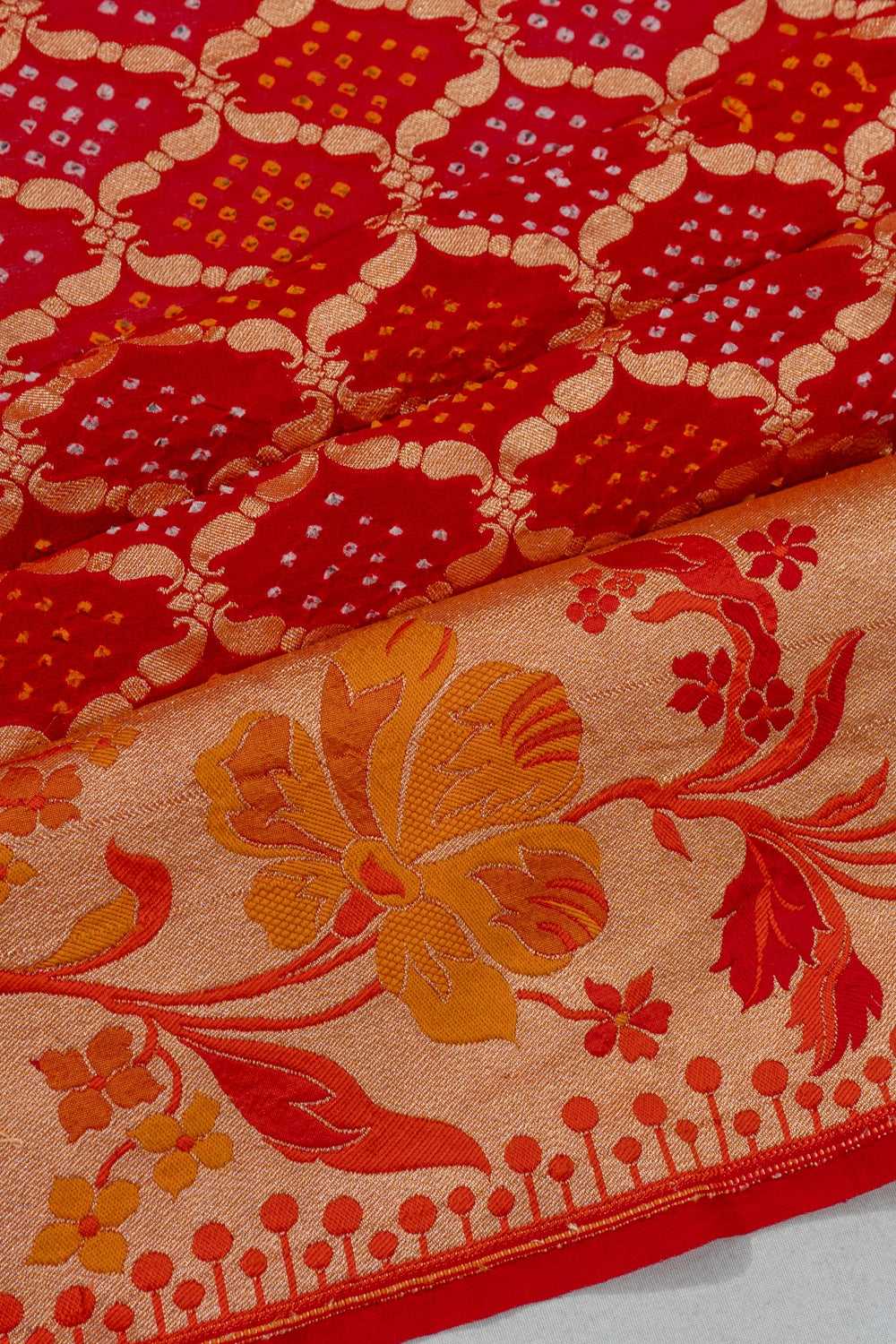 Banarasi Georgette Bandhani Red Saree