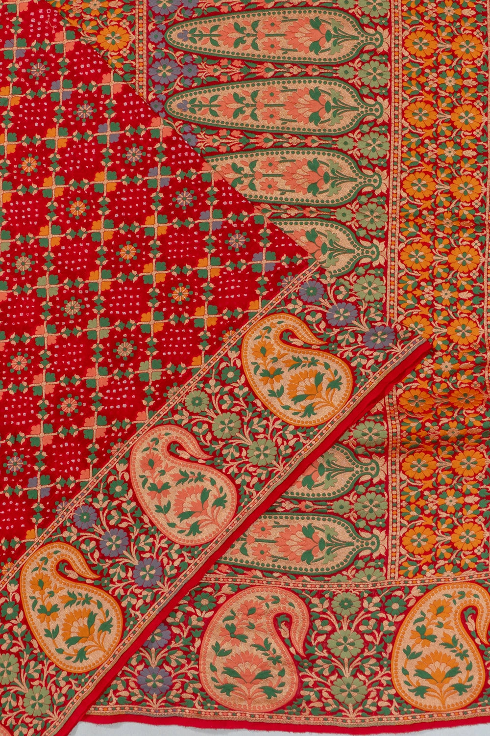 Banarasi Georgette Bandhani Red Saree