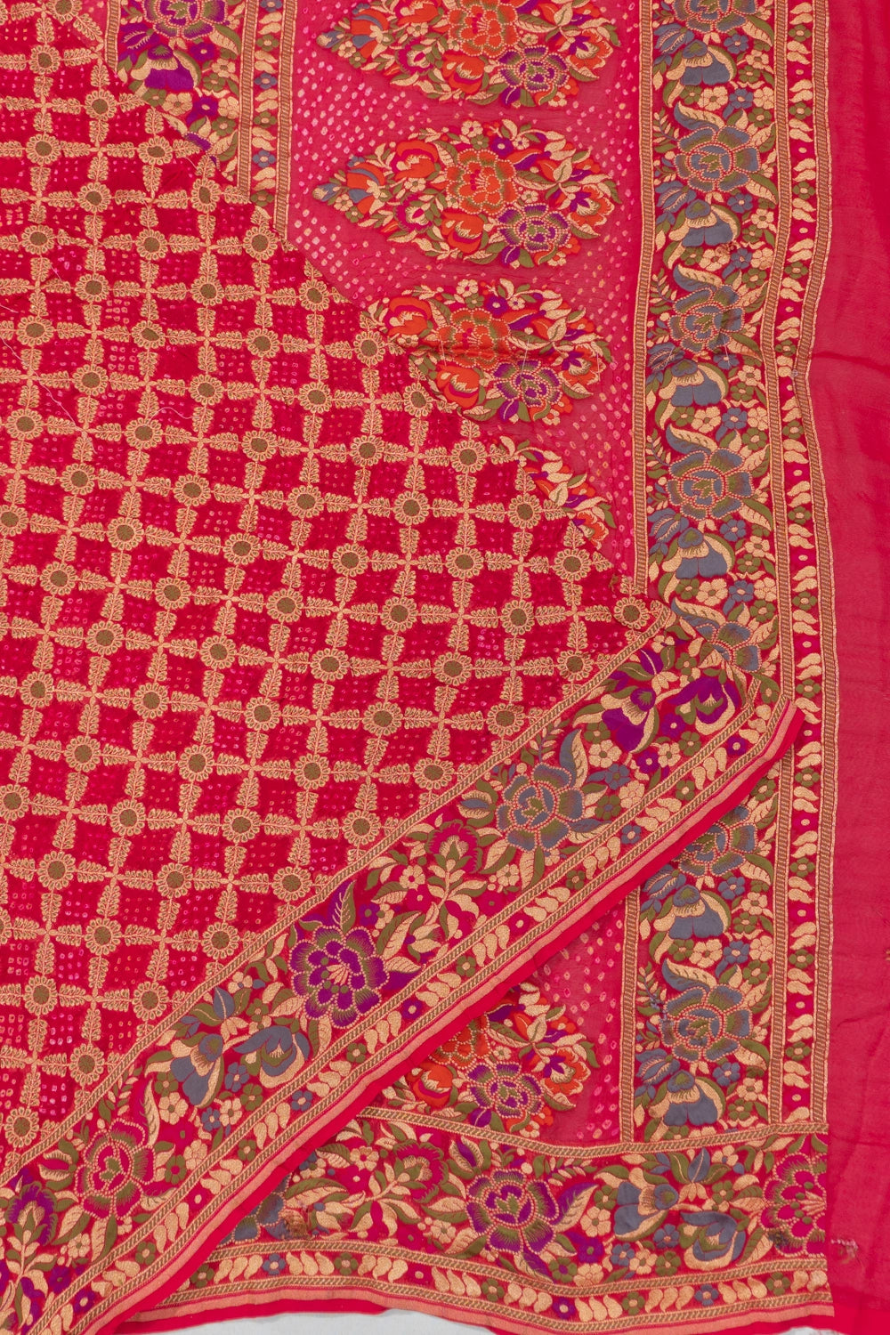 Banarasi Georgette Bandhani Red Saree