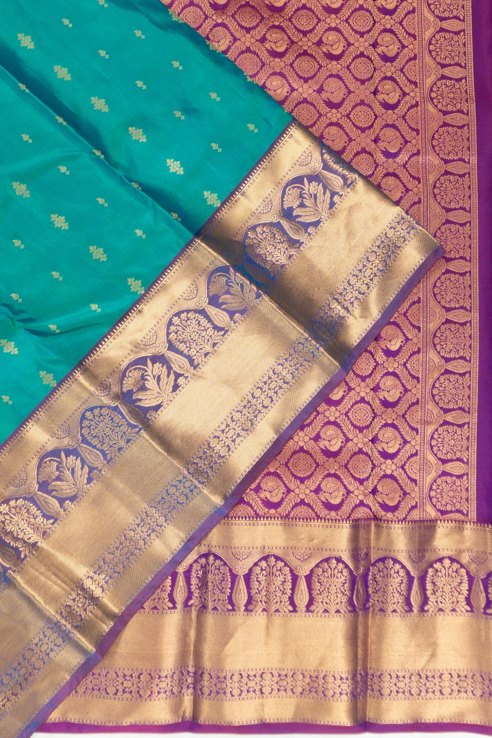 Taranga Kanchi Silk Butta Sea Green Saree