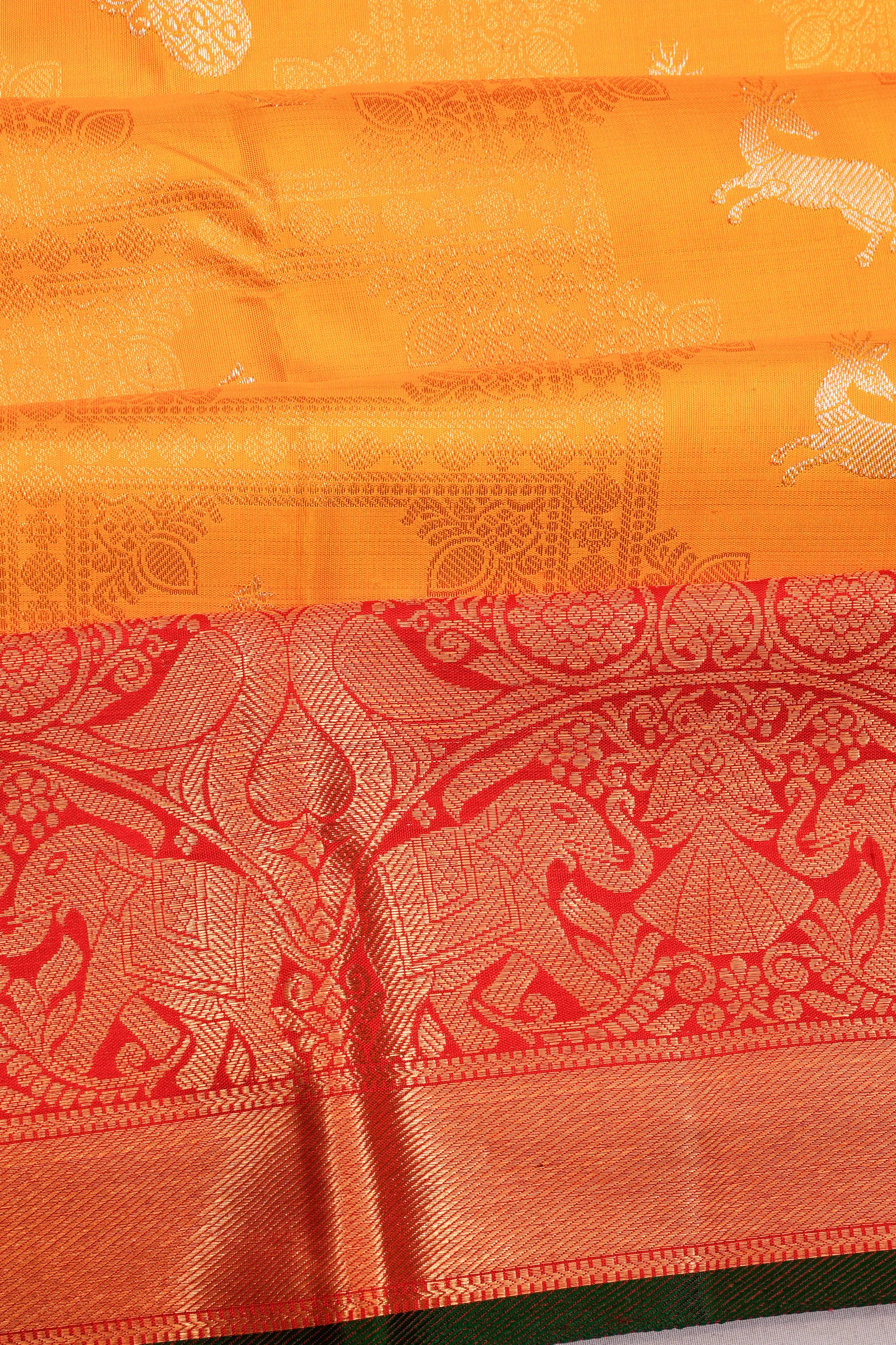 Kanchipuram Silk Butta Yellow Saree