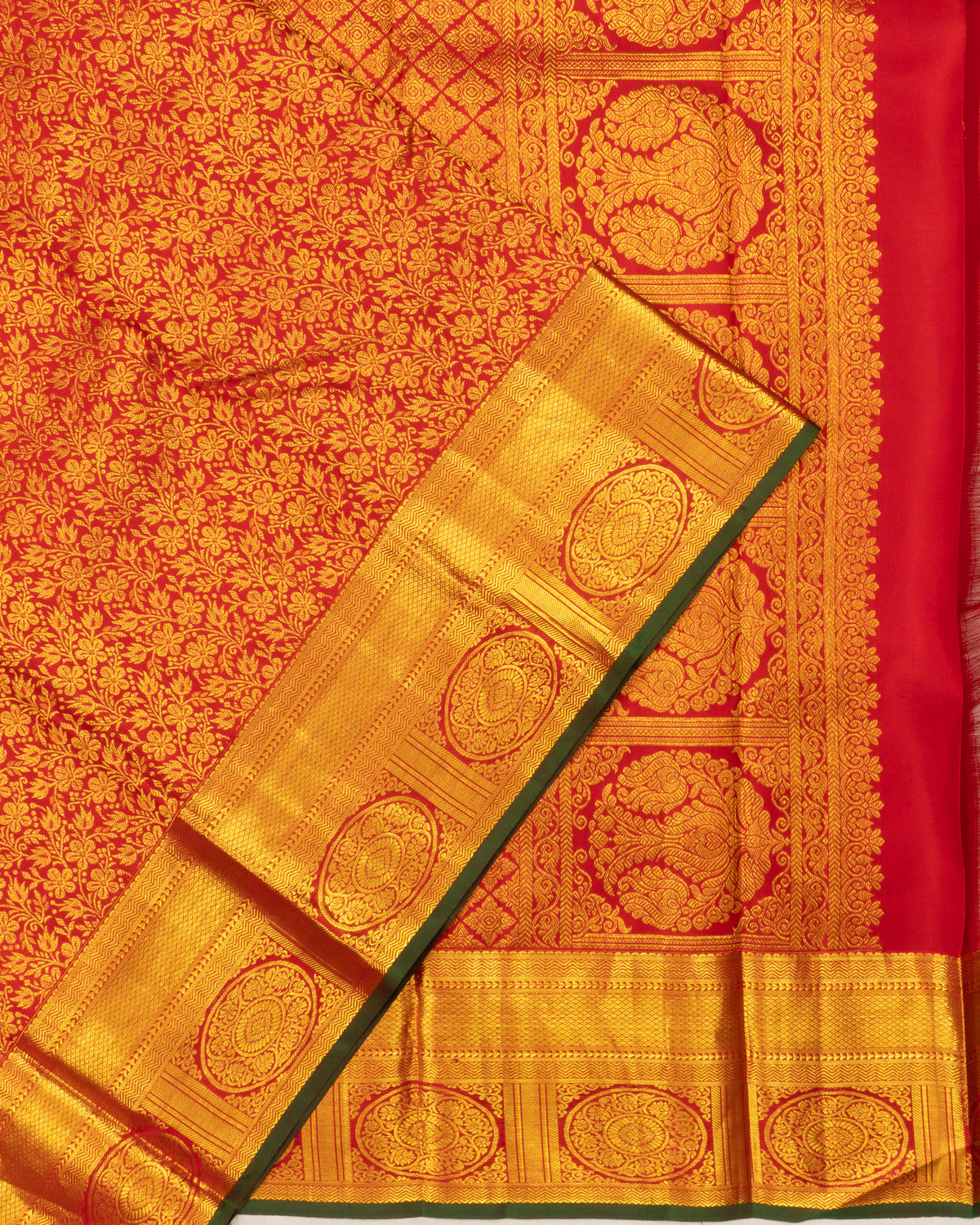 Kanchipuram Silk Brocade Red Saree