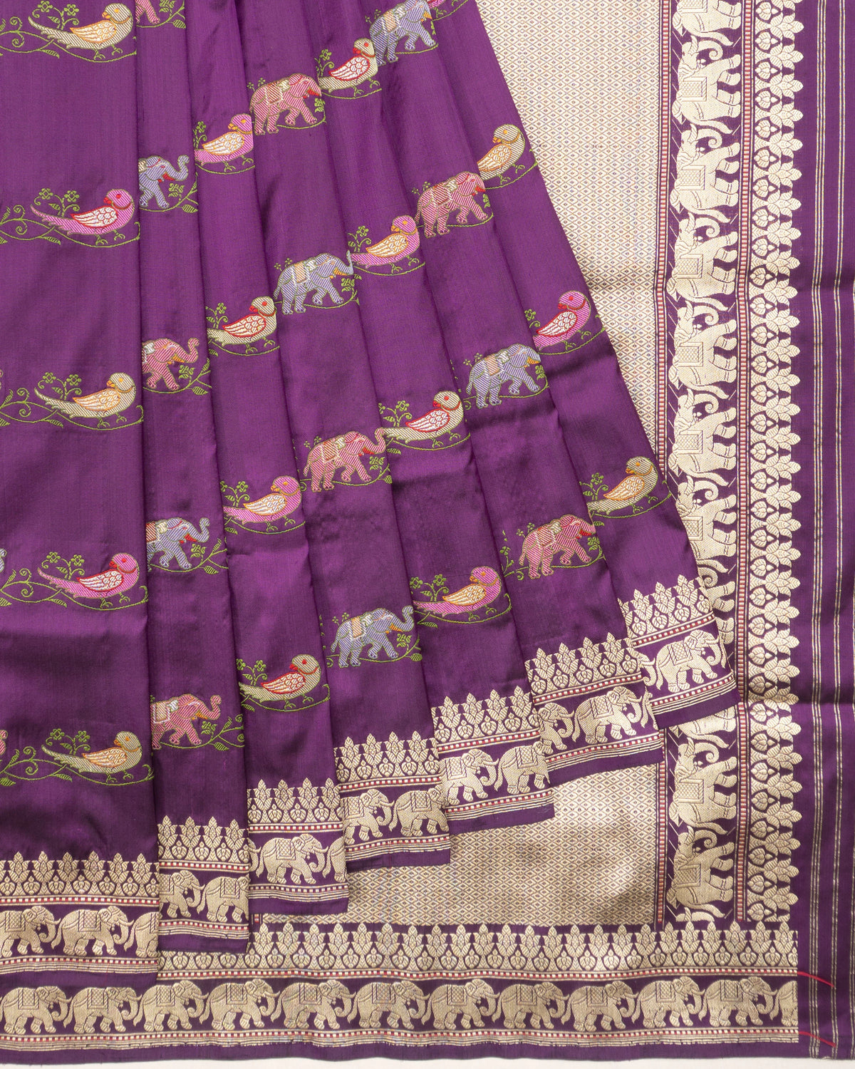 Banarasi Silk Kadwa Butta Purple Saree