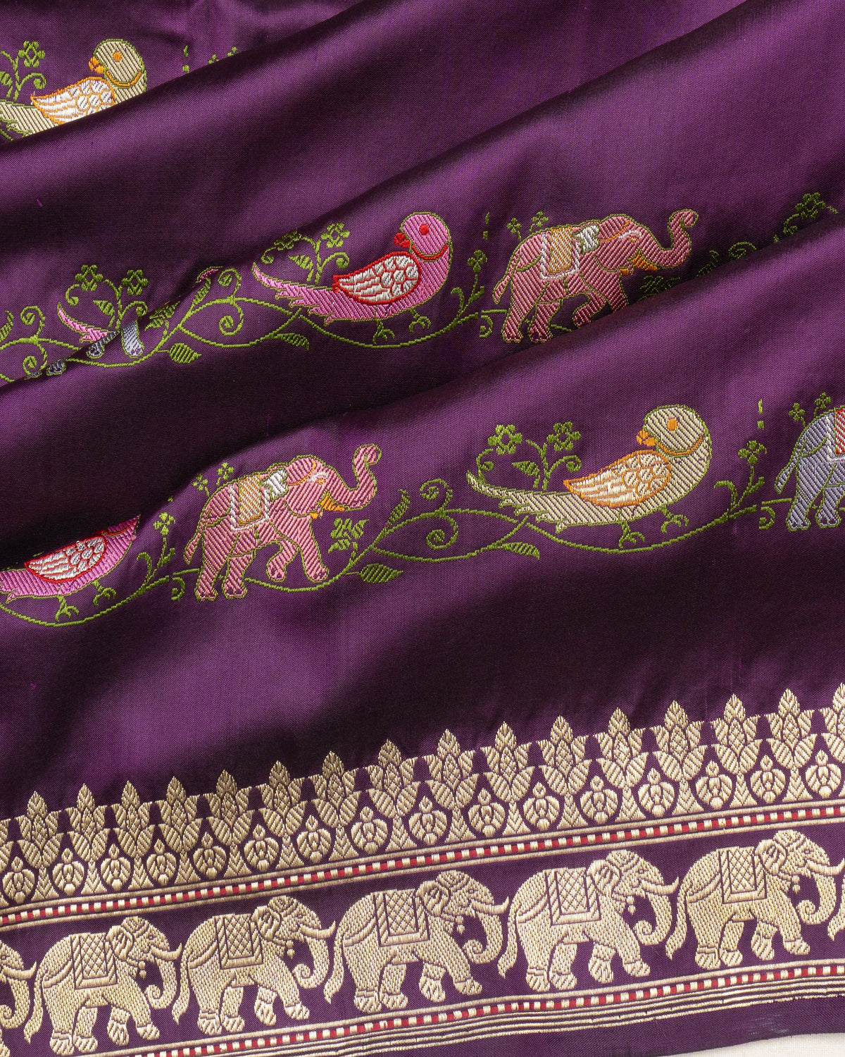 Banarasi Silk Kadwa Butta Purple Saree