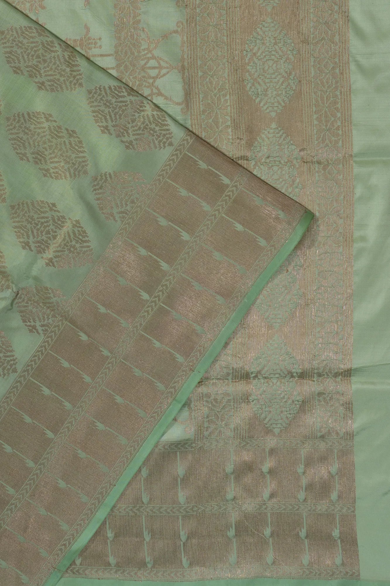 Vaanya Banaras Silk Brocade Pastel Green Saree