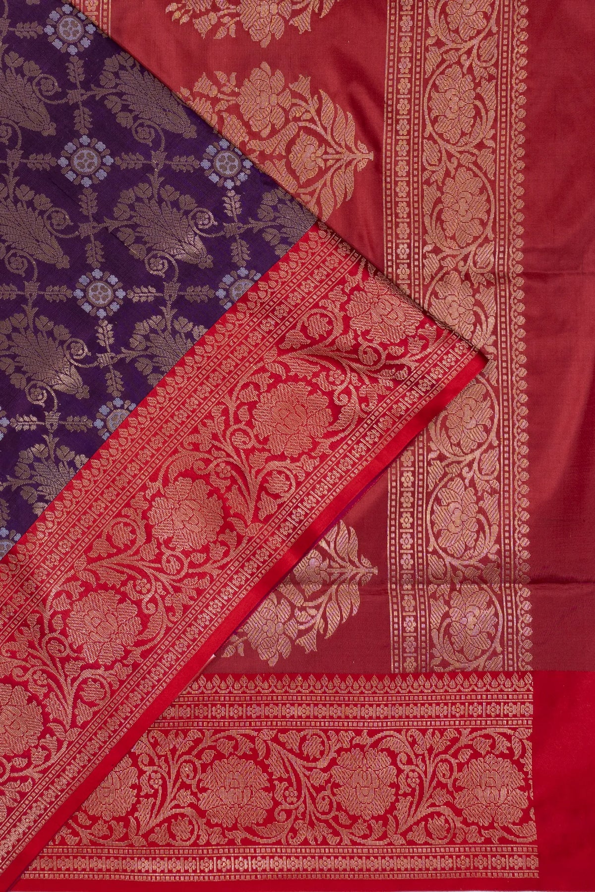 Vaanya Banaras Silk Jaal Purple Saree