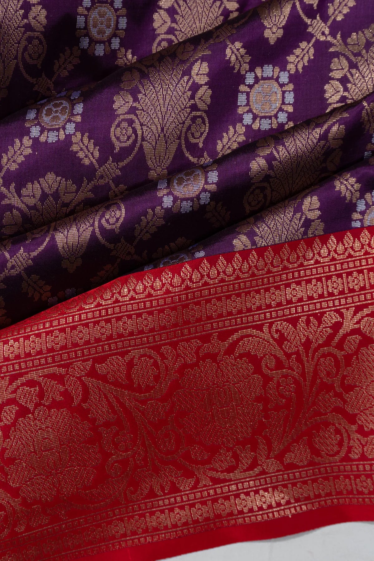 Vaanya Banaras Silk Jaal Purple Saree