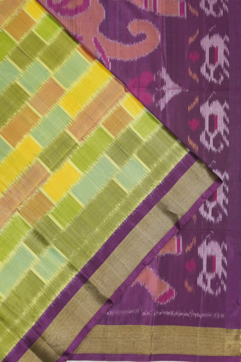 Coimbatore Soft Silk Ikat Green Saree