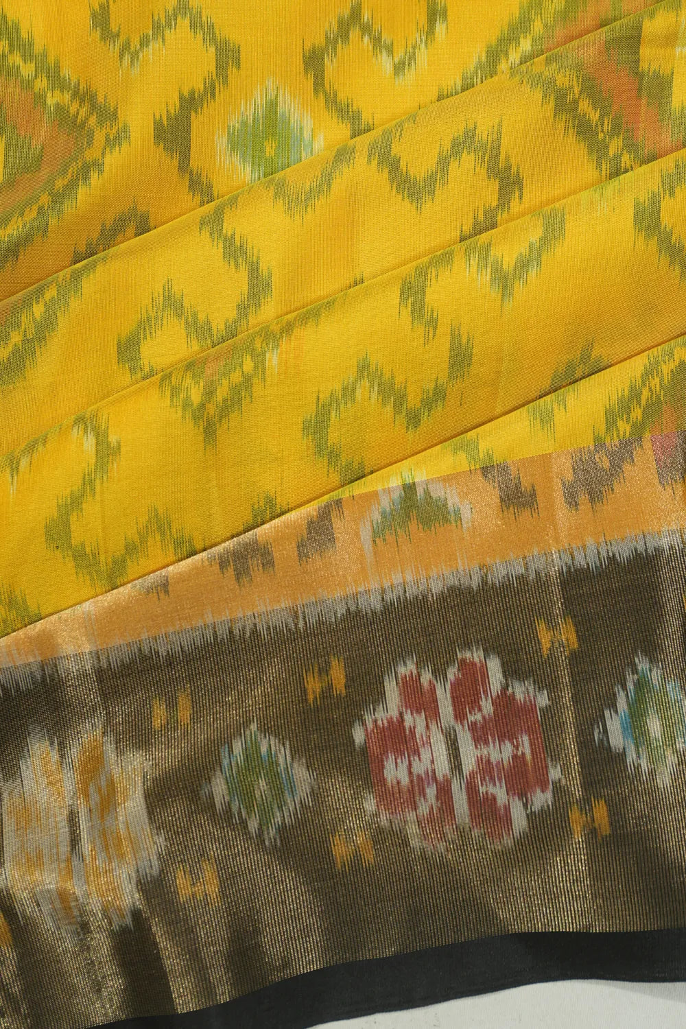 Coimbatore Soft Silk Ikat Yellow Saree