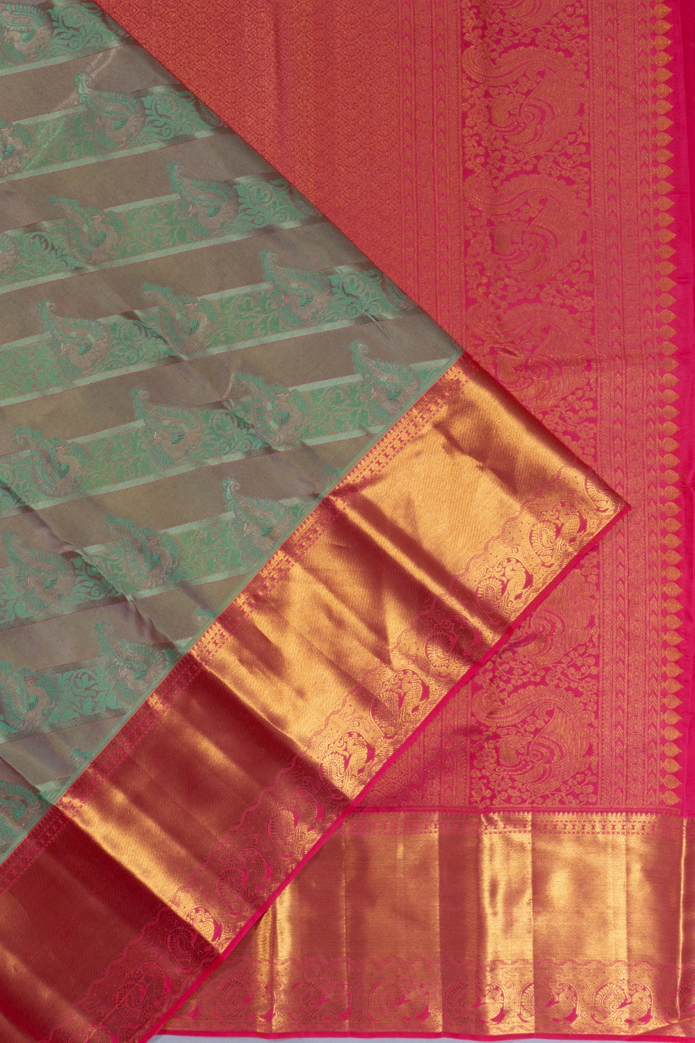 Taranga Kanchi Silk Brocade Grey Saree