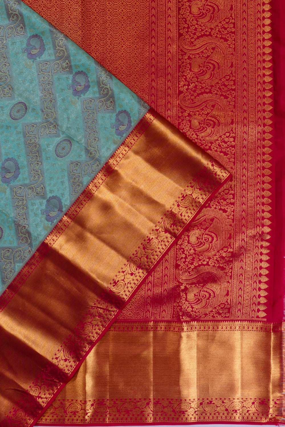 Taranga Kanchi Silk Tissue Brocade Blue Saree