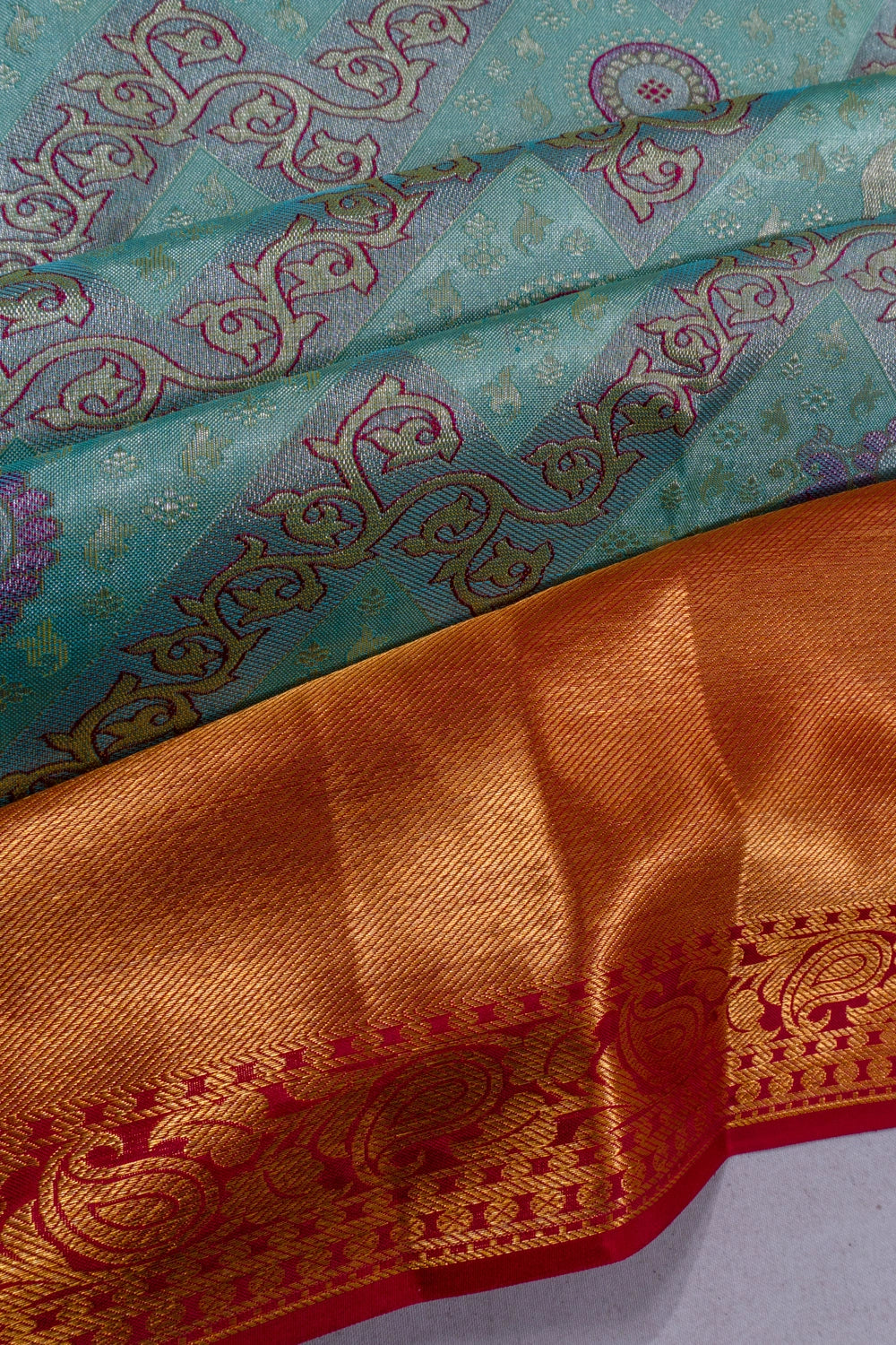 Taranga Kanchi Silk Tissue Brocade Blue Saree