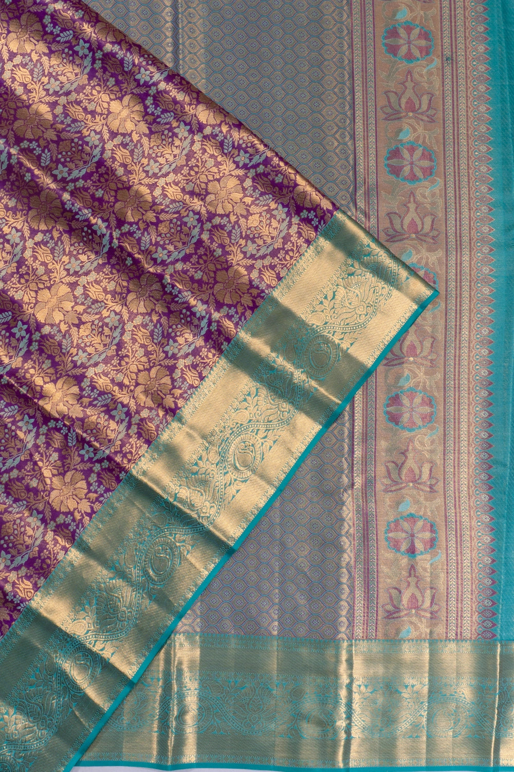 Taranga Kanchi Silk Tissue Jaal Purple Saree