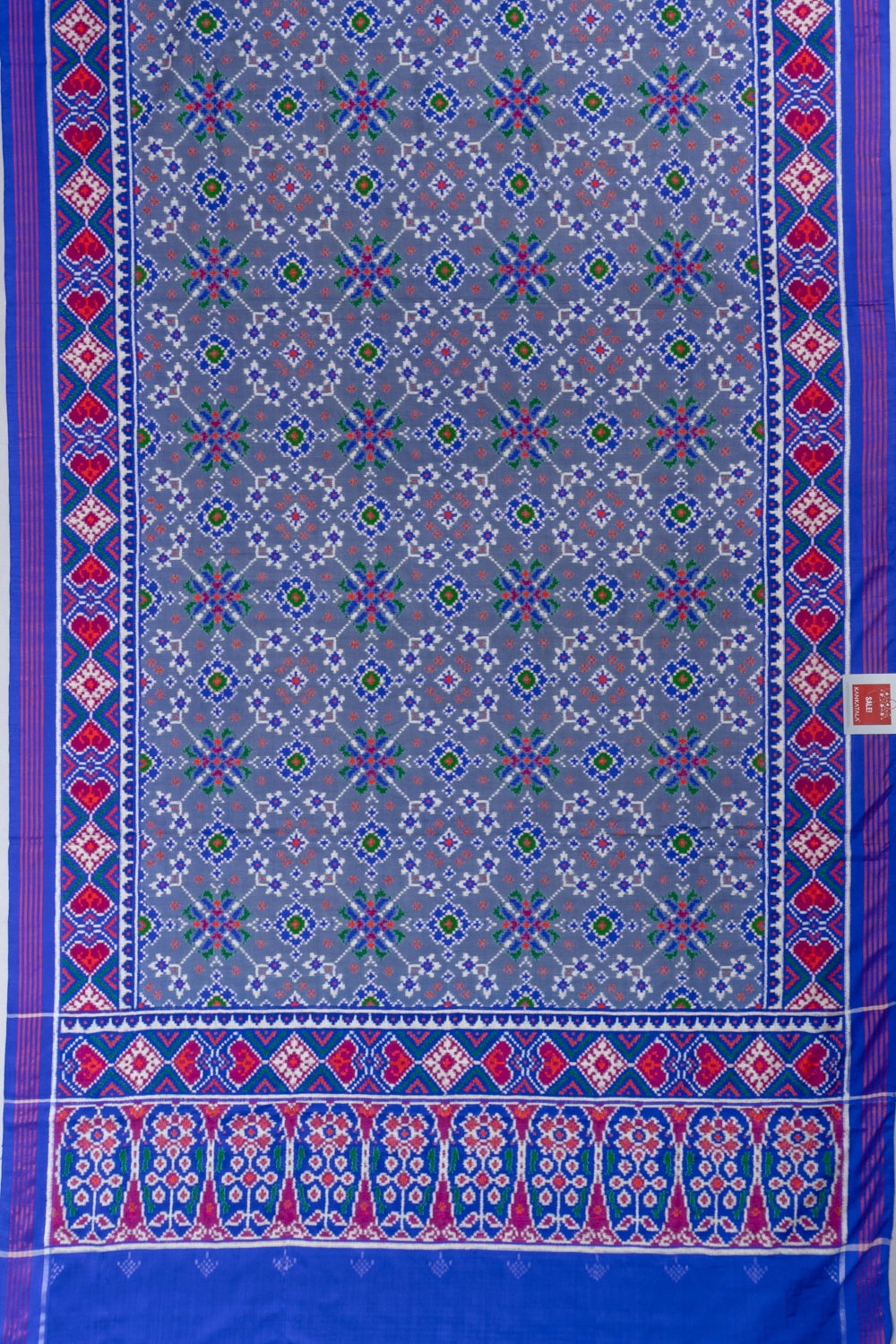 Patan Patola Silk Double Ikat Navratna Bhat Blue Saree