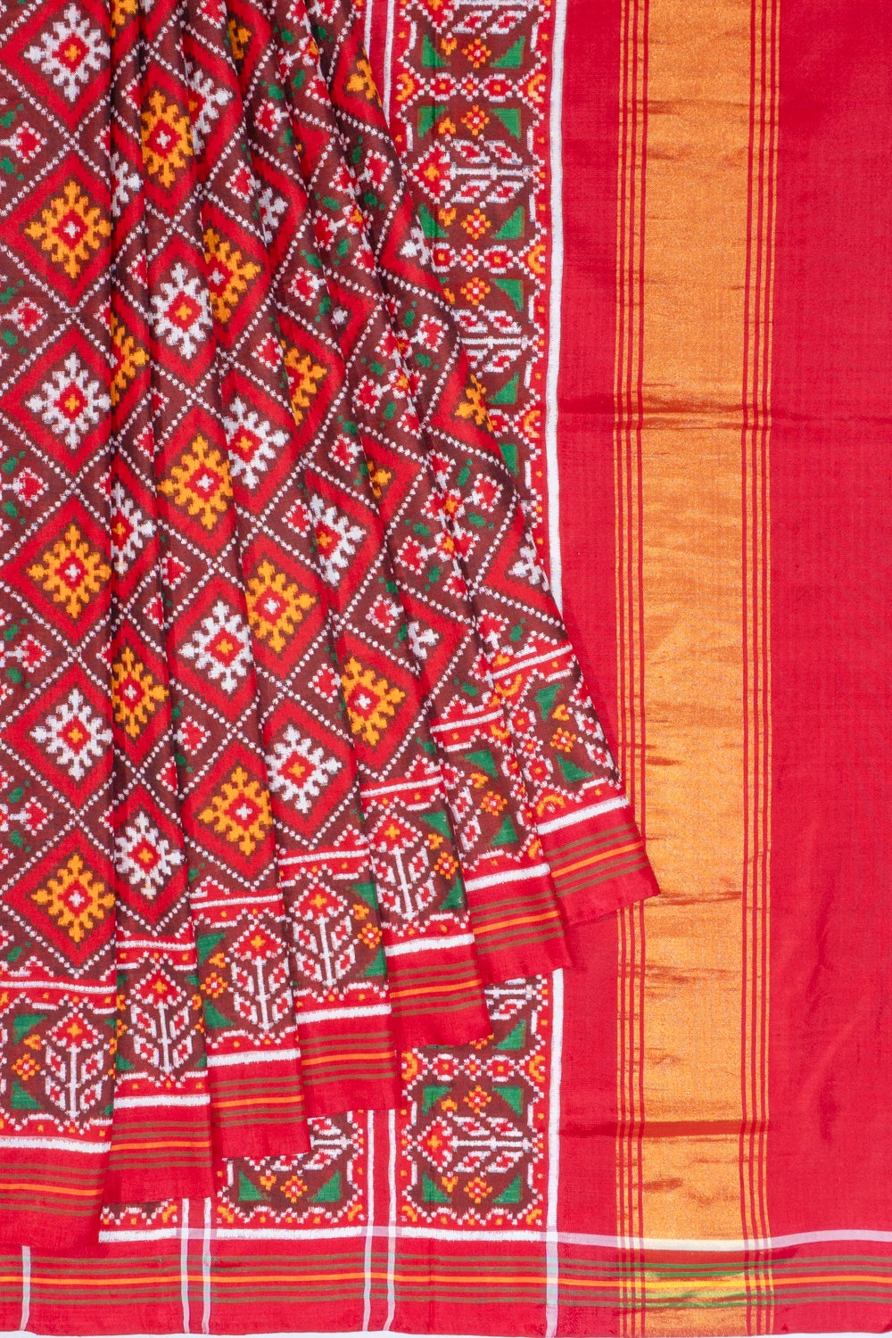 Patan Patola Silk Choktha Bhat Red Saree