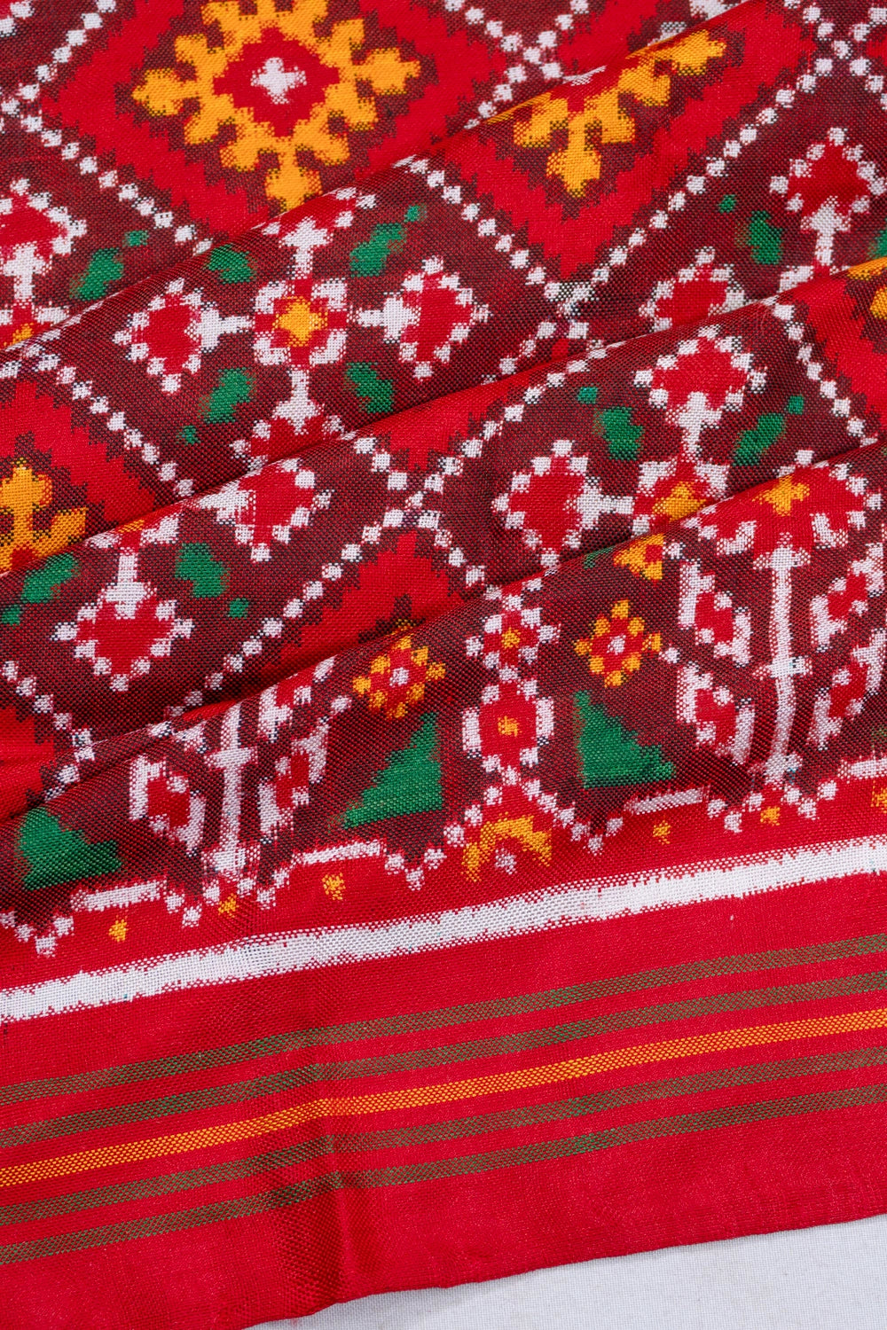 Patan Patola Silk Choktha Bhat Red Saree