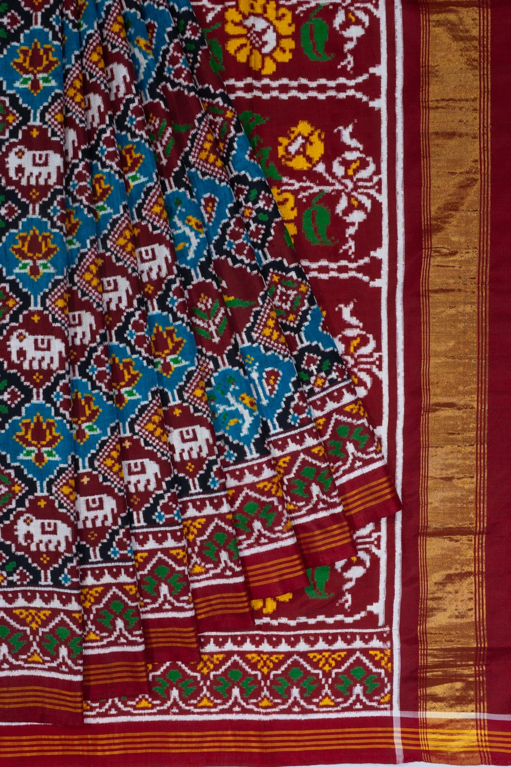 Patan Patola Silk Double Ikat 8 Figure Red Saree