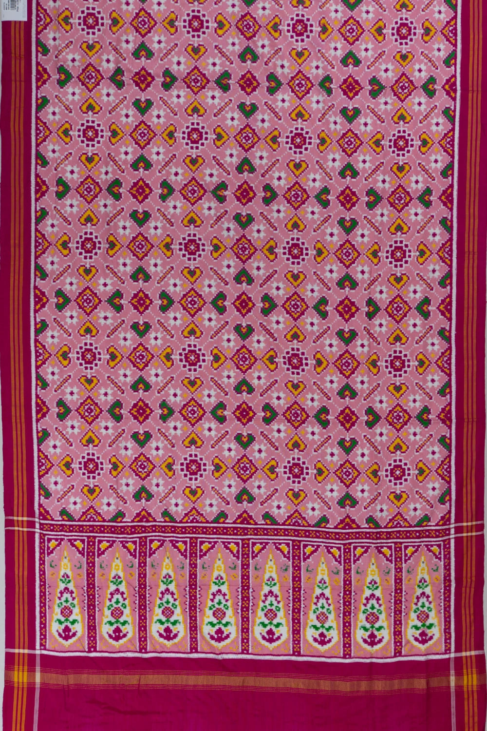 Patan Patola Silk Double Ikat Navratna Baby Pink Dupatta