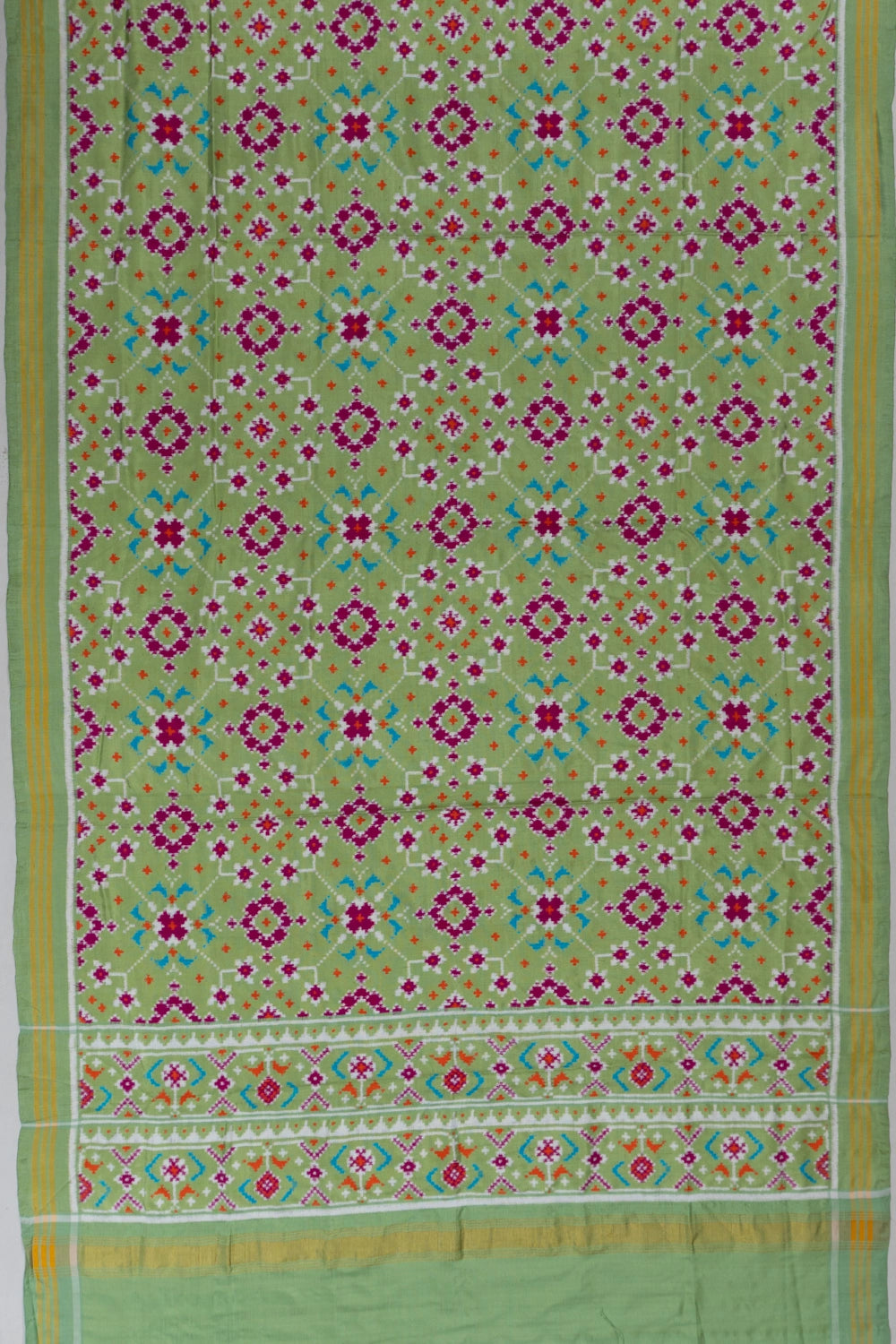 Patan Patola Silk Double Ikat Pista Green Dupatta