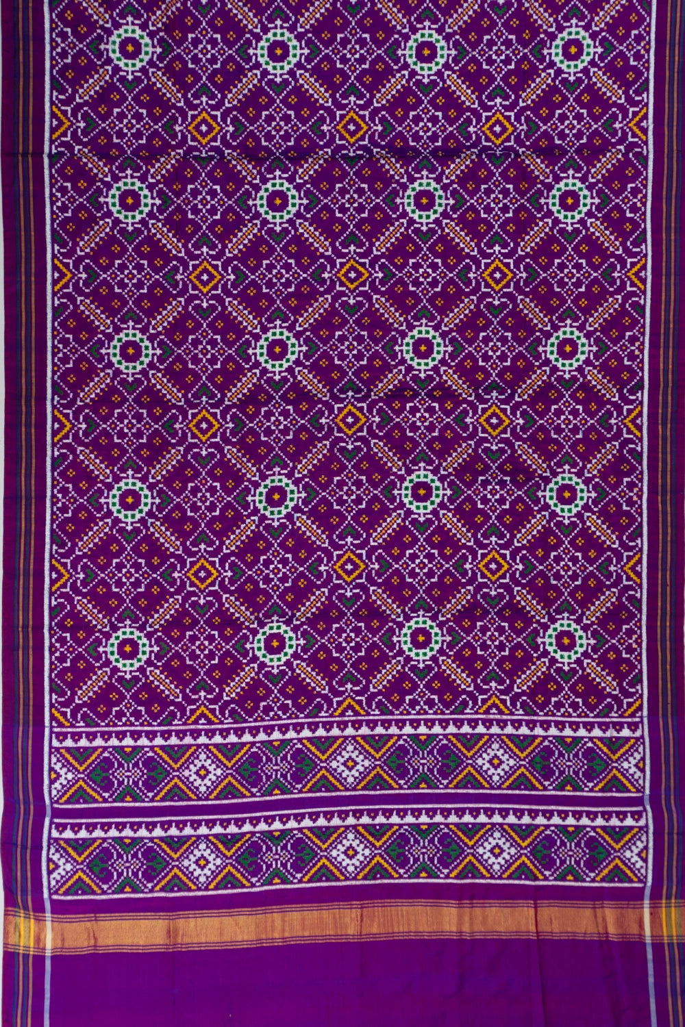 Patan Patola Silk Double Ikat Navratna Purple Dupatta