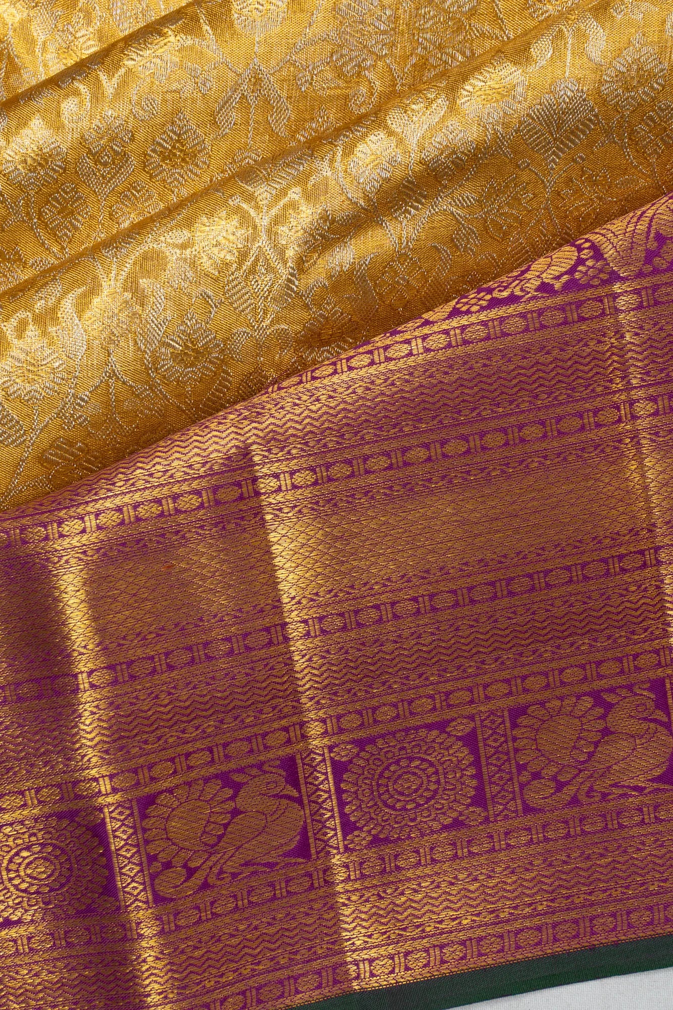 Kanchipuram Silk Tissue Jaal Green Saree