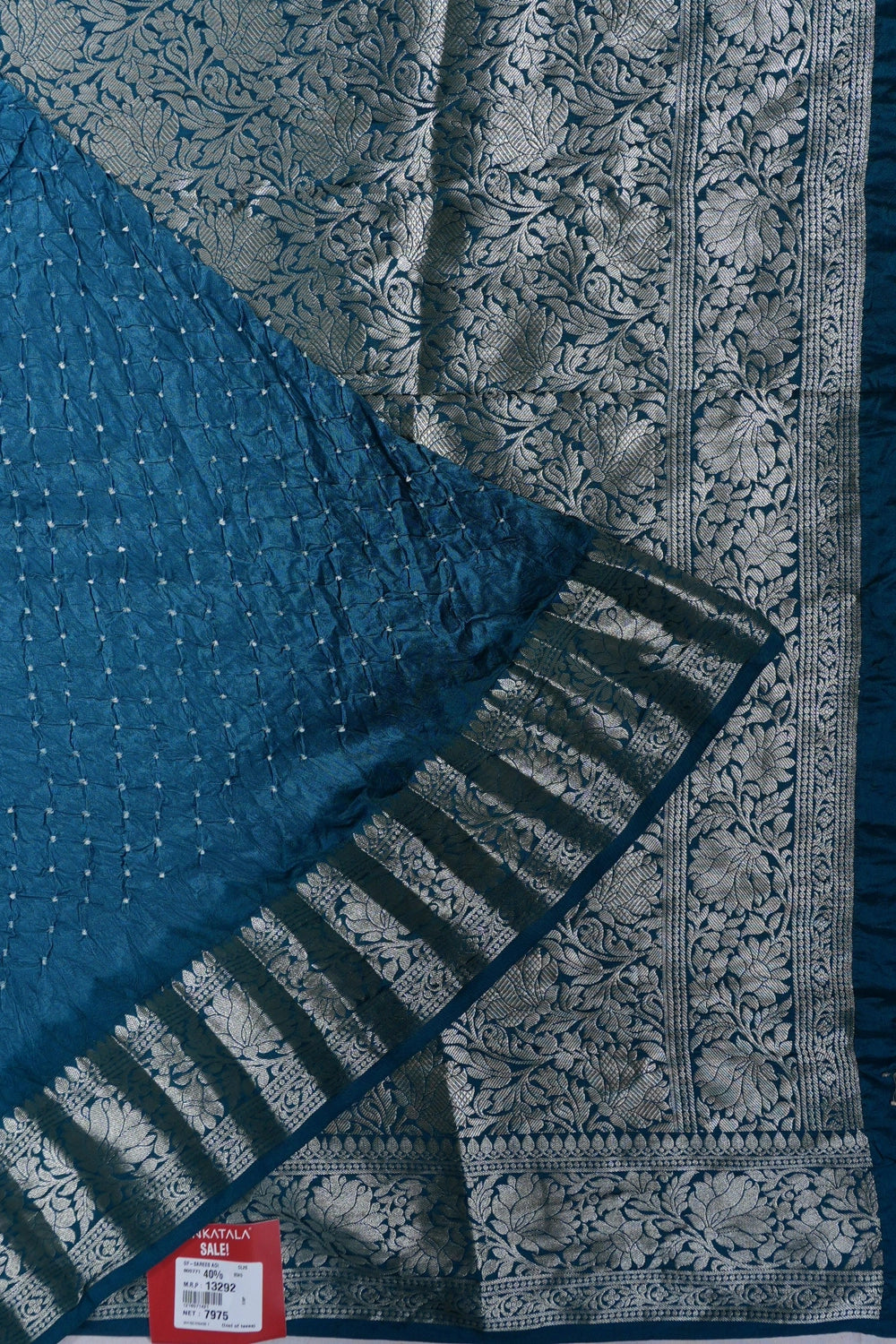 Gajji Silk Bandhani Nebula Blue Saree