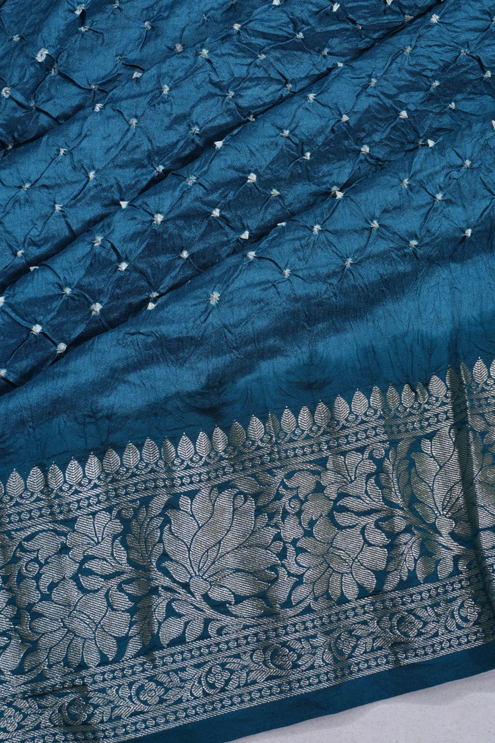 Gajji Silk Bandhani Nebula Blue Saree
