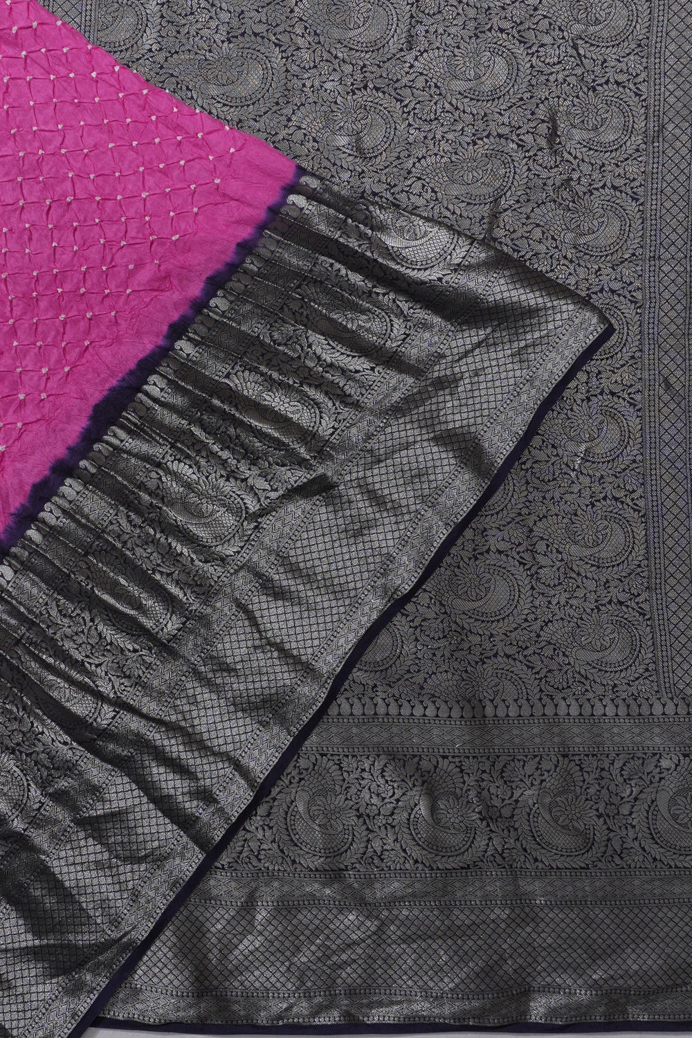 Gajji Silk Bandhani Hot Pink Saree