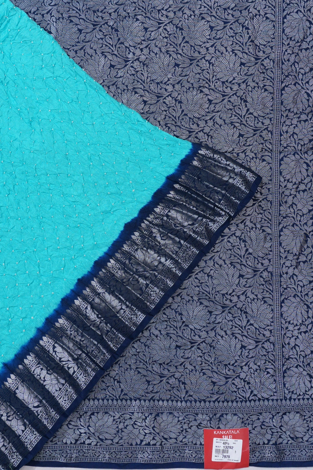 Gajji Silk Bandhani Sky Blue Saree