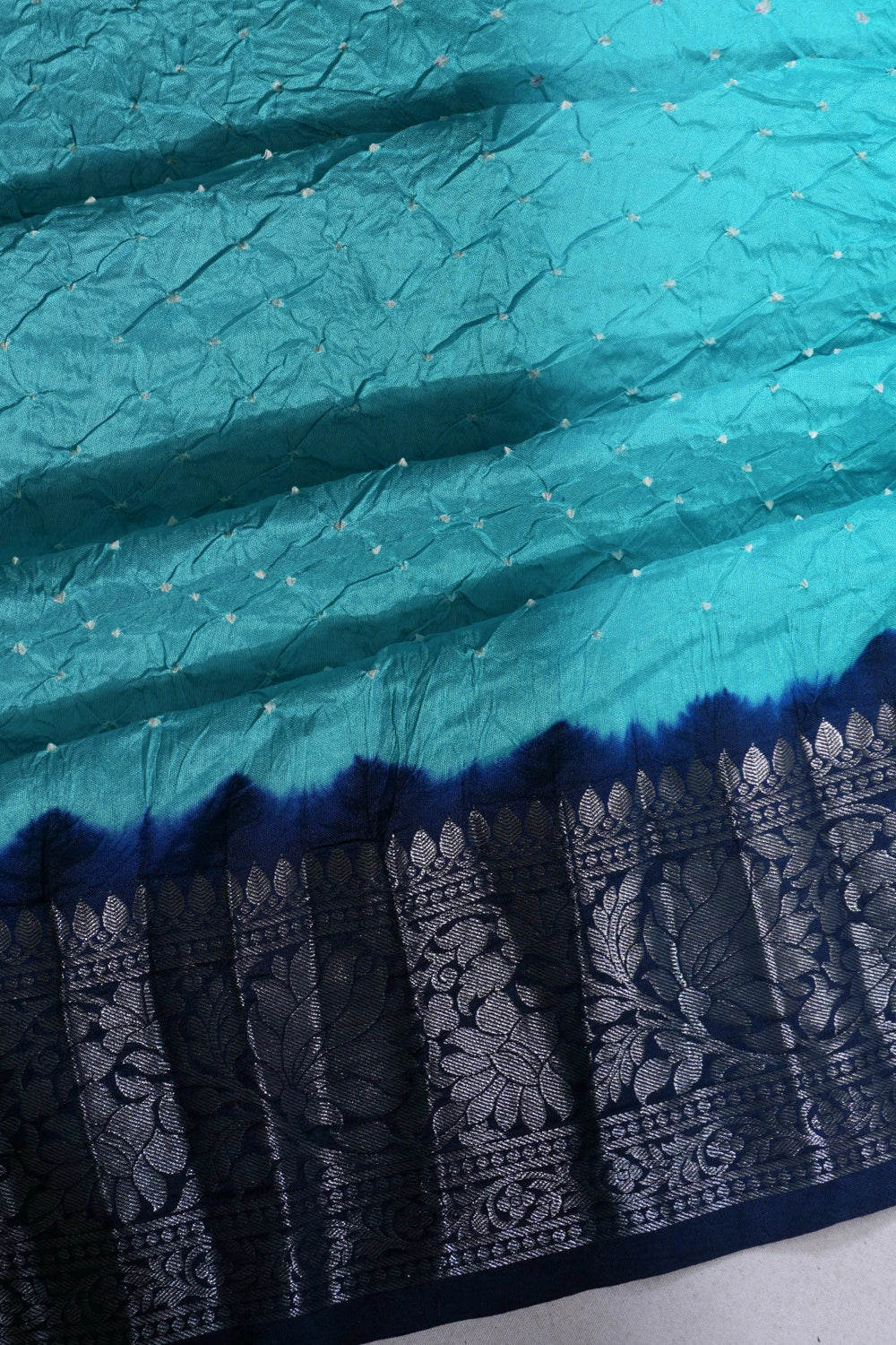 Gajji Silk Bandhani Sky Blue Saree
