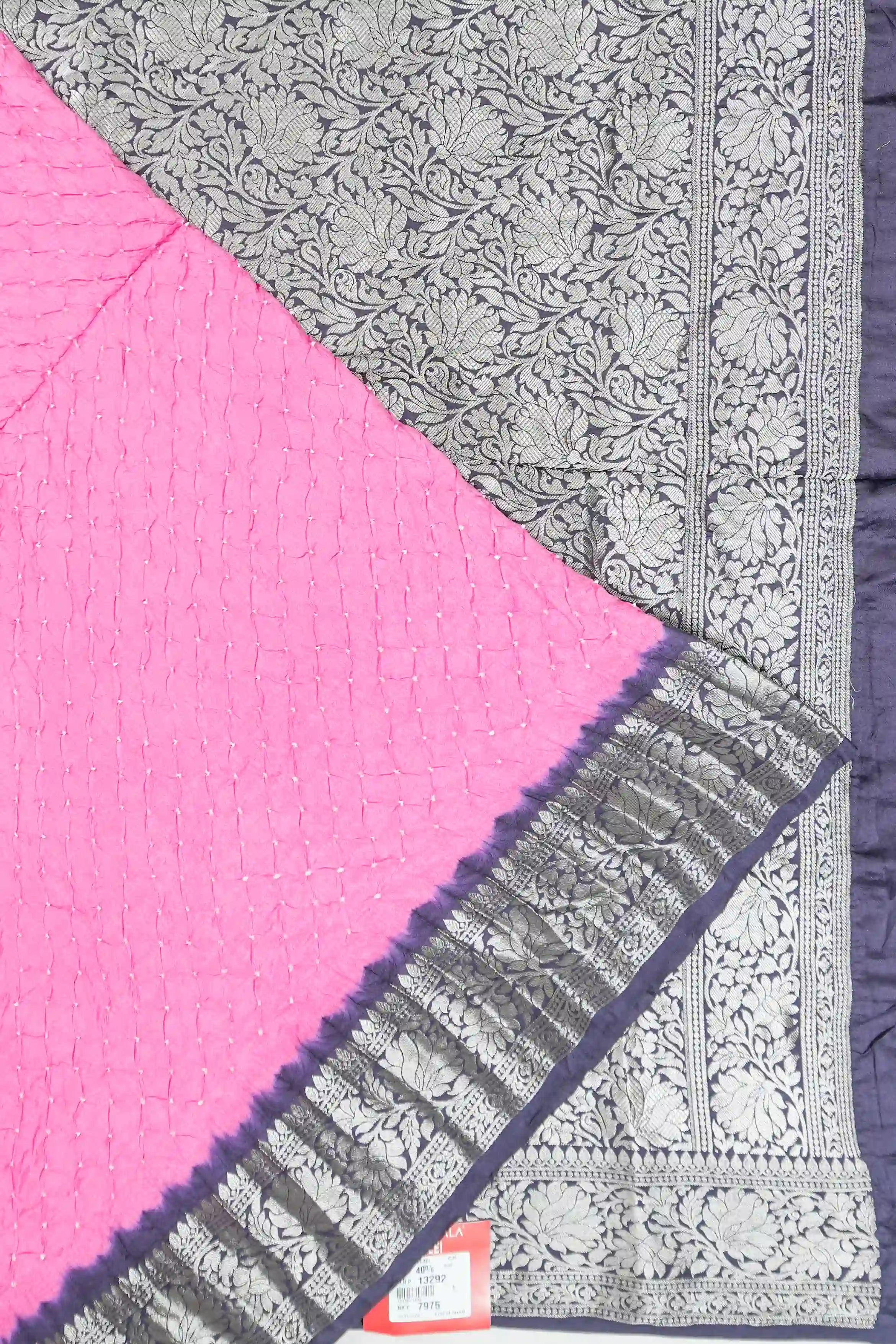 Gaji Silk Bandhani Pink Saree