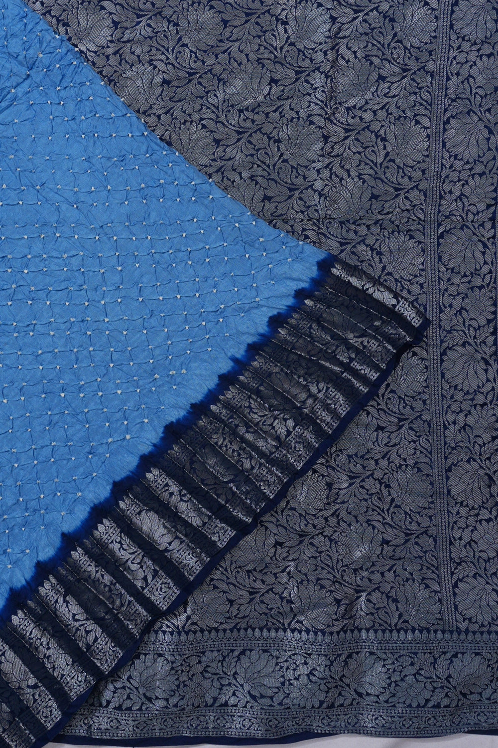 Gajji Silk Bandhani Torquoise Blue Saree