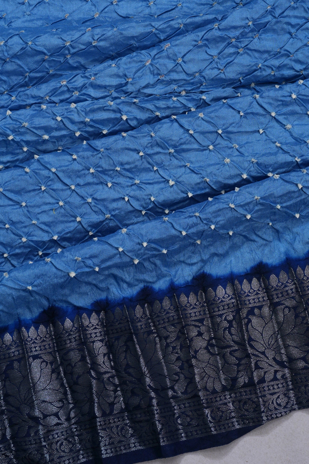 Gajji Silk Bandhani Torquoise Blue Saree
