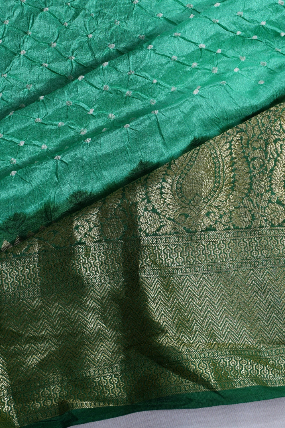 Gajji Silk Bandhani Sea Green Saree