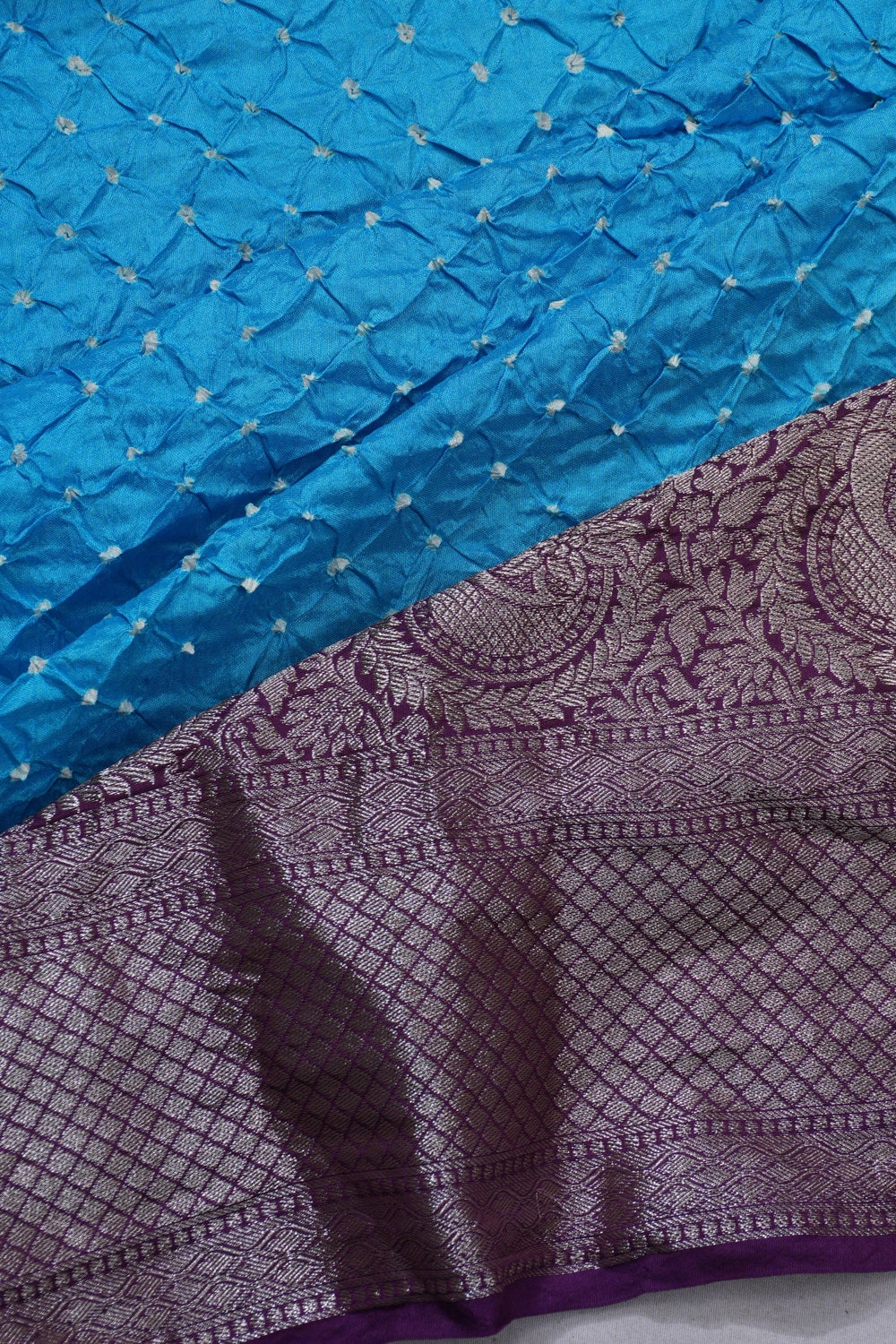 Gajji Silk Bandhani Blue Saree